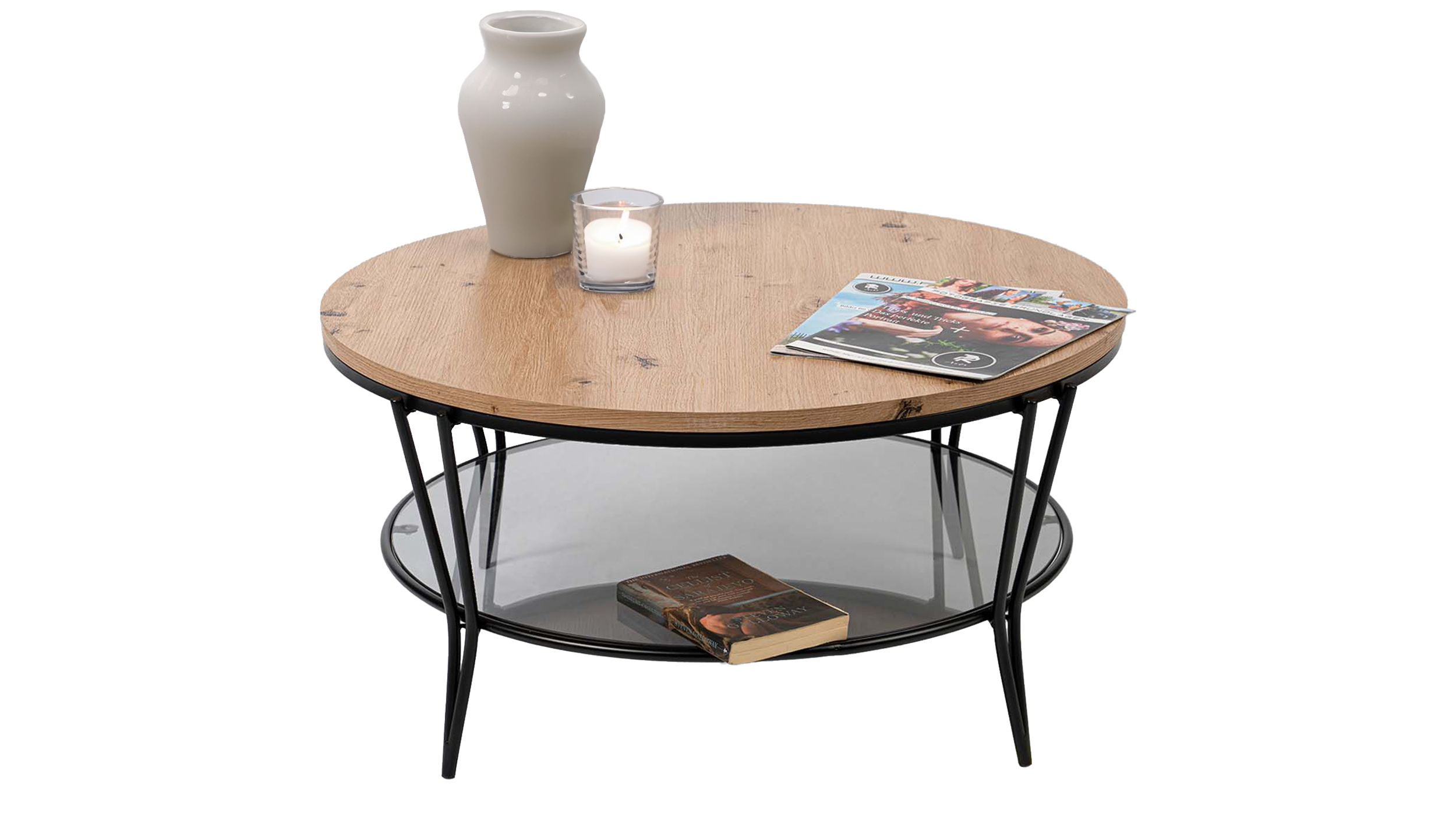 Couchtisch rund 80 cm Artisan Eiche - schwarz - FLORENZ Couchtisch rund 80 cm Artisan Eiche - schwarz - FLORENZ