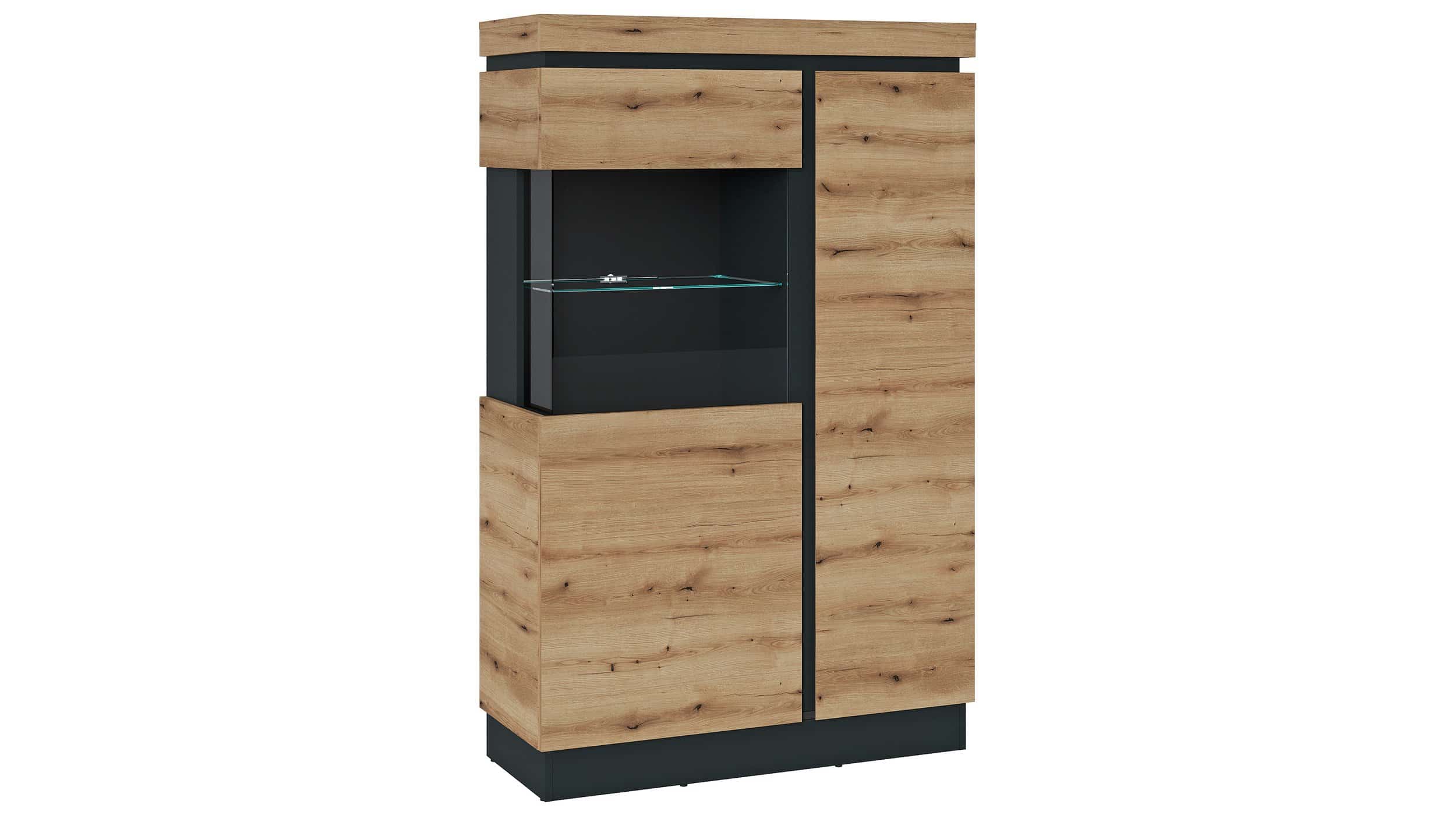 Vitrine mit Glastür Coast Evoke Eiche - grau Breite 103 cm - CORTE Vitrine Coast Evoke Eiche - grau 163 cm - CORTE