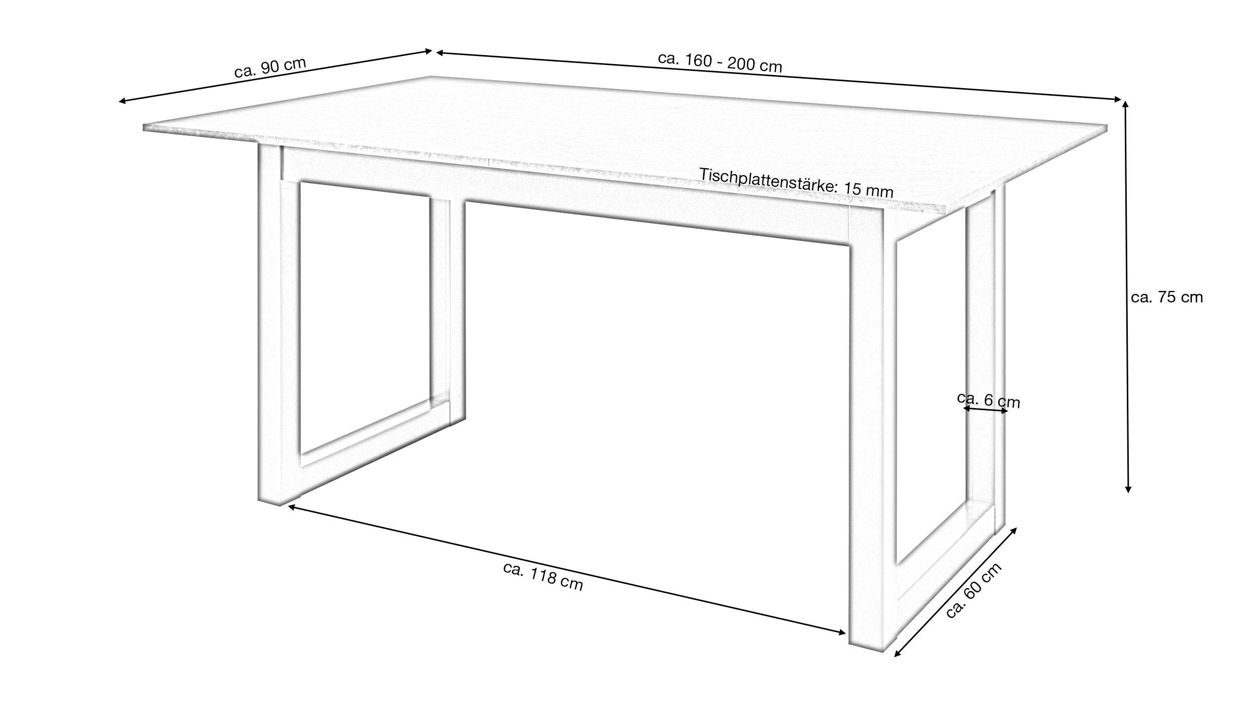 Esstisch 160 - 200 cm ausziehbar anthrazit - AUSTIN