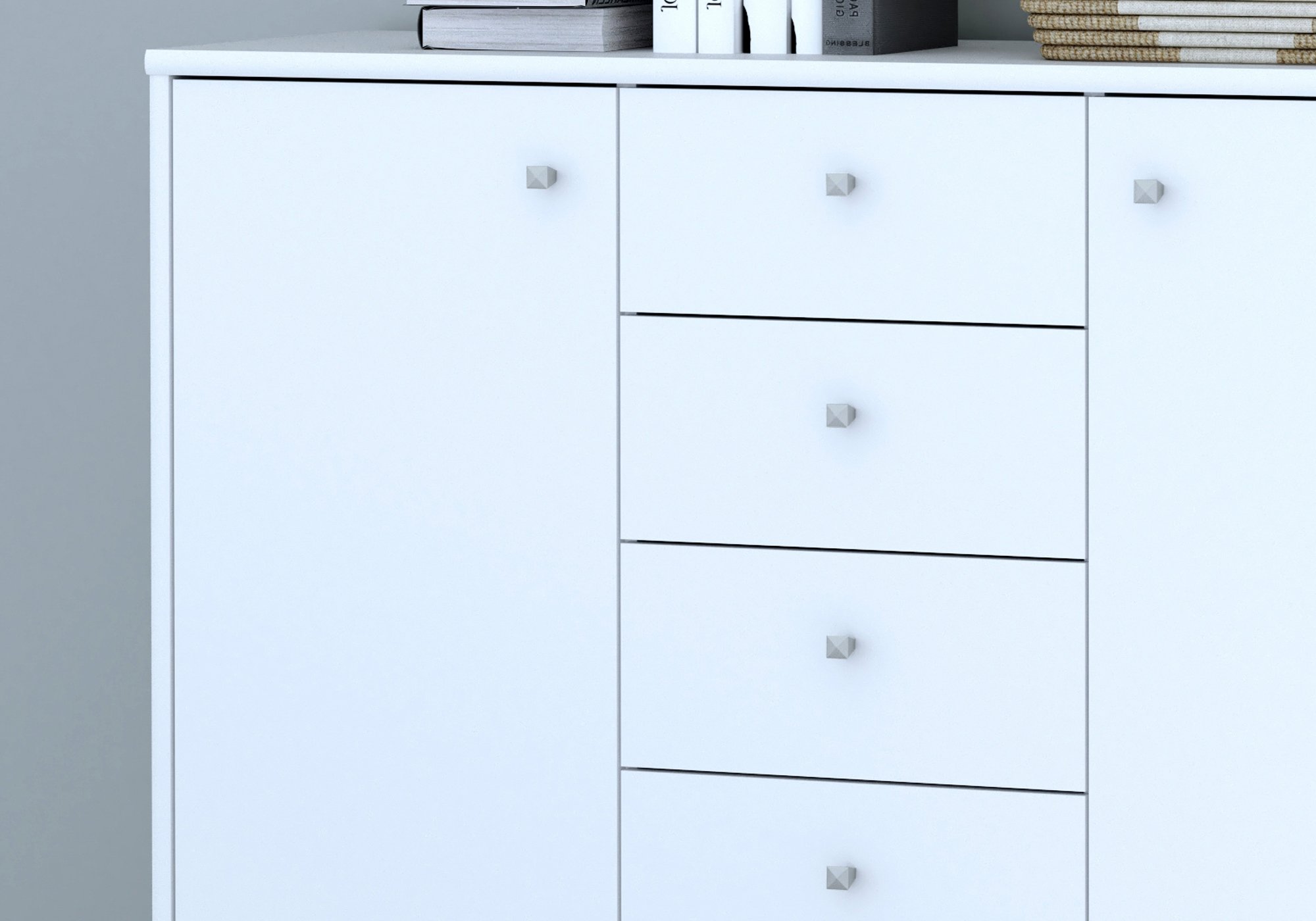 Kommode weiß 109 cm 2-türig - TEMPRA