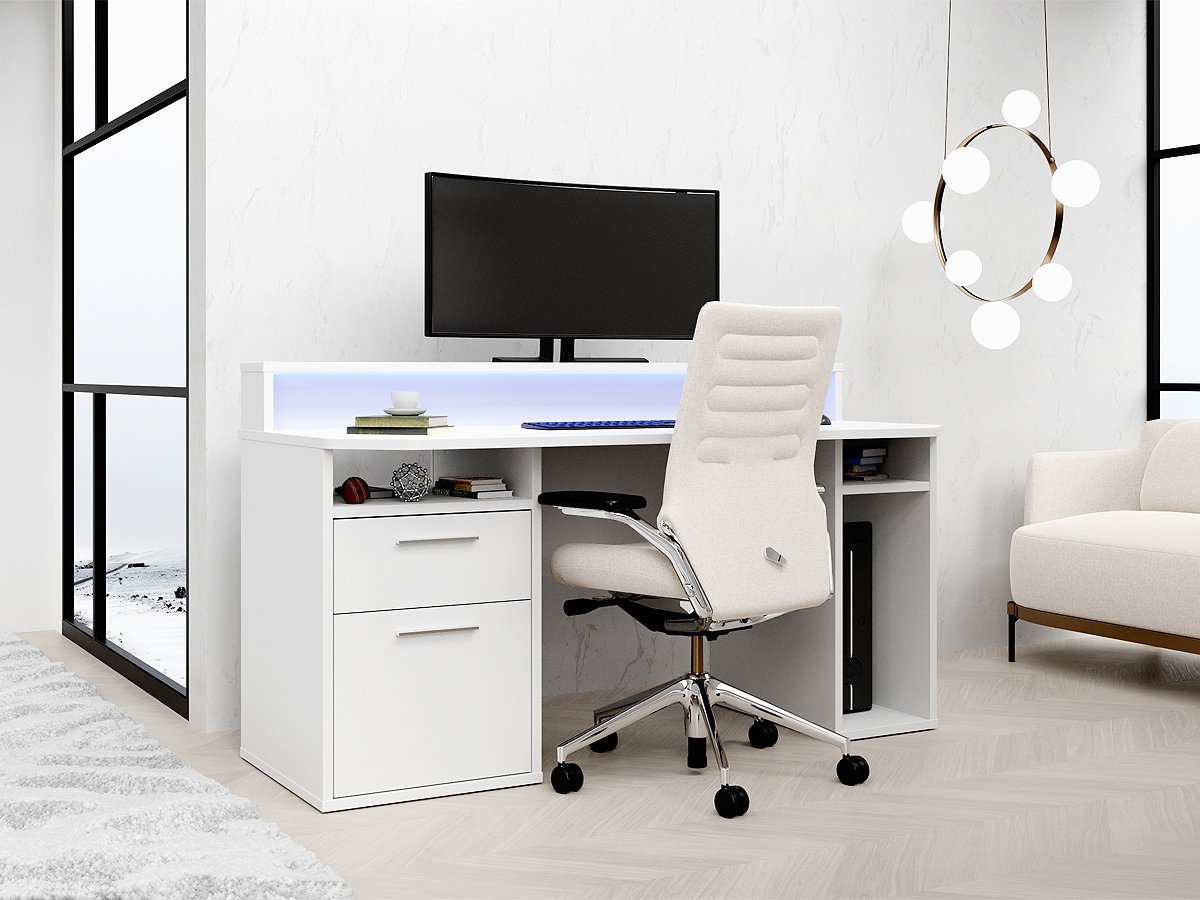 Gaming Tisch Computerschreibtisch 160 cm weiß - LED - TEZAUR
