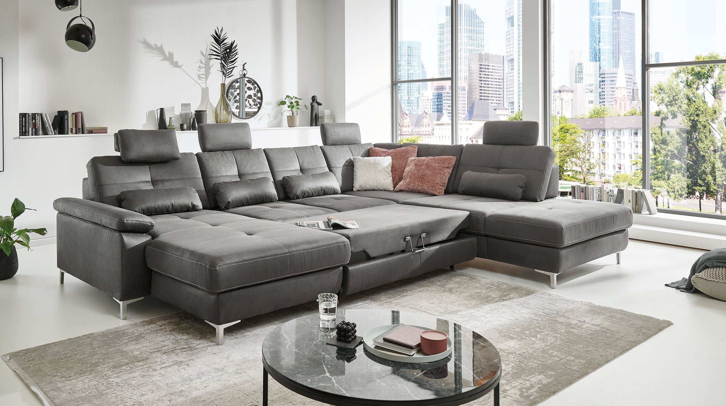 Couchliebe® Wohnlandschaft planbar - grau - Premium Version - SEATTLE