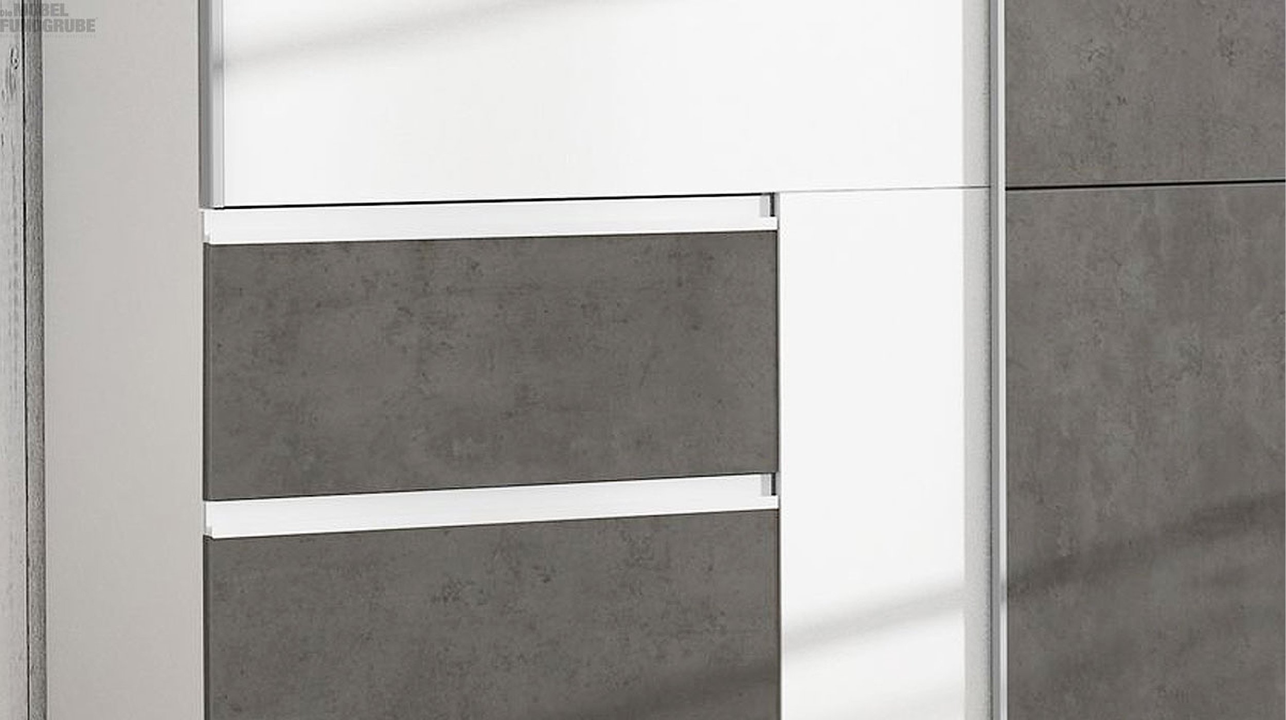 Schwebetürenschrank weiß - grau 170 cm 2-türig - WINN