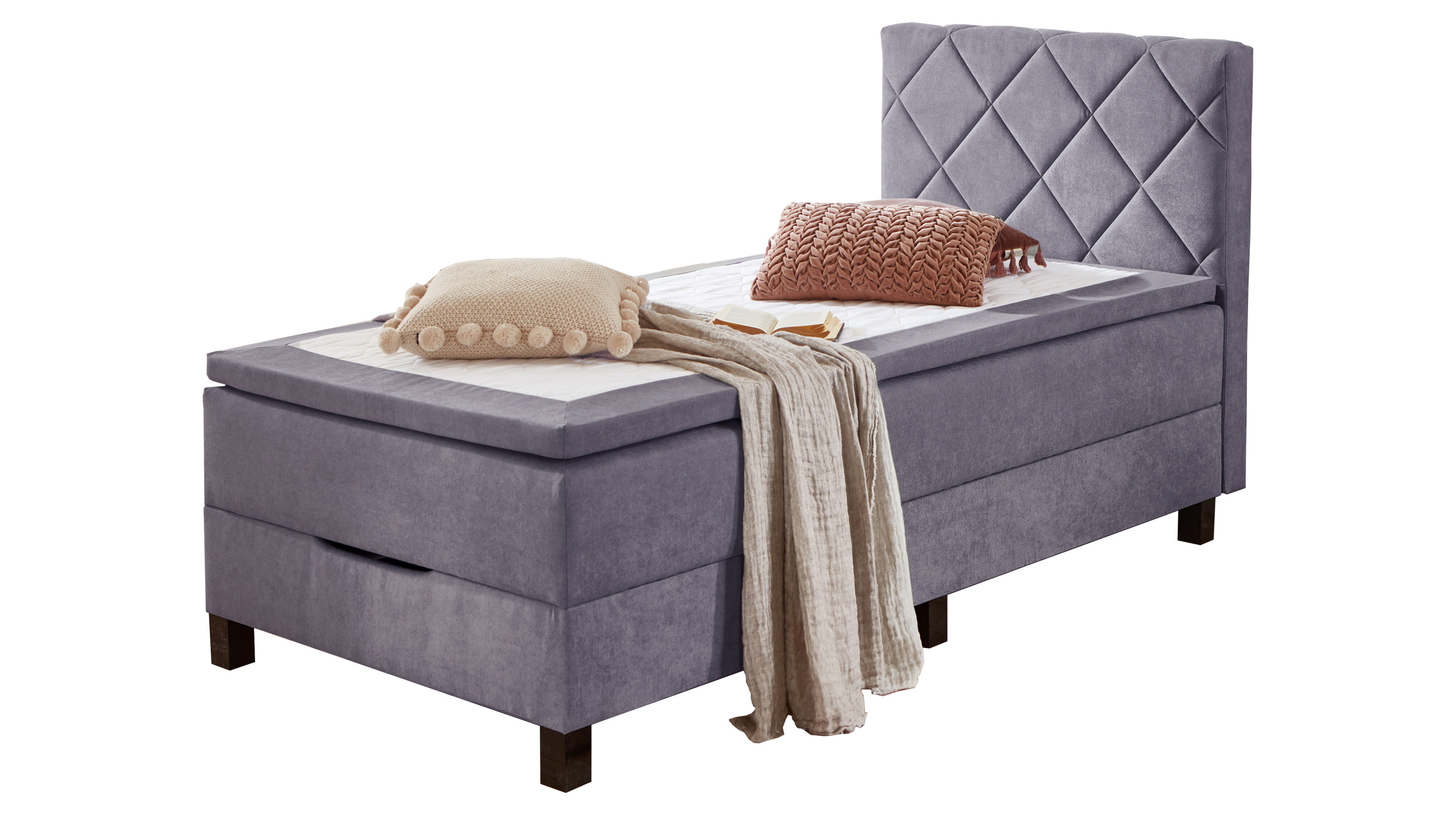 Boxbett 120 x 200 cm grau mit Bettkasten - JEFF Boxbett 120 x 200 cm grau mit Bettkasten - JEFF