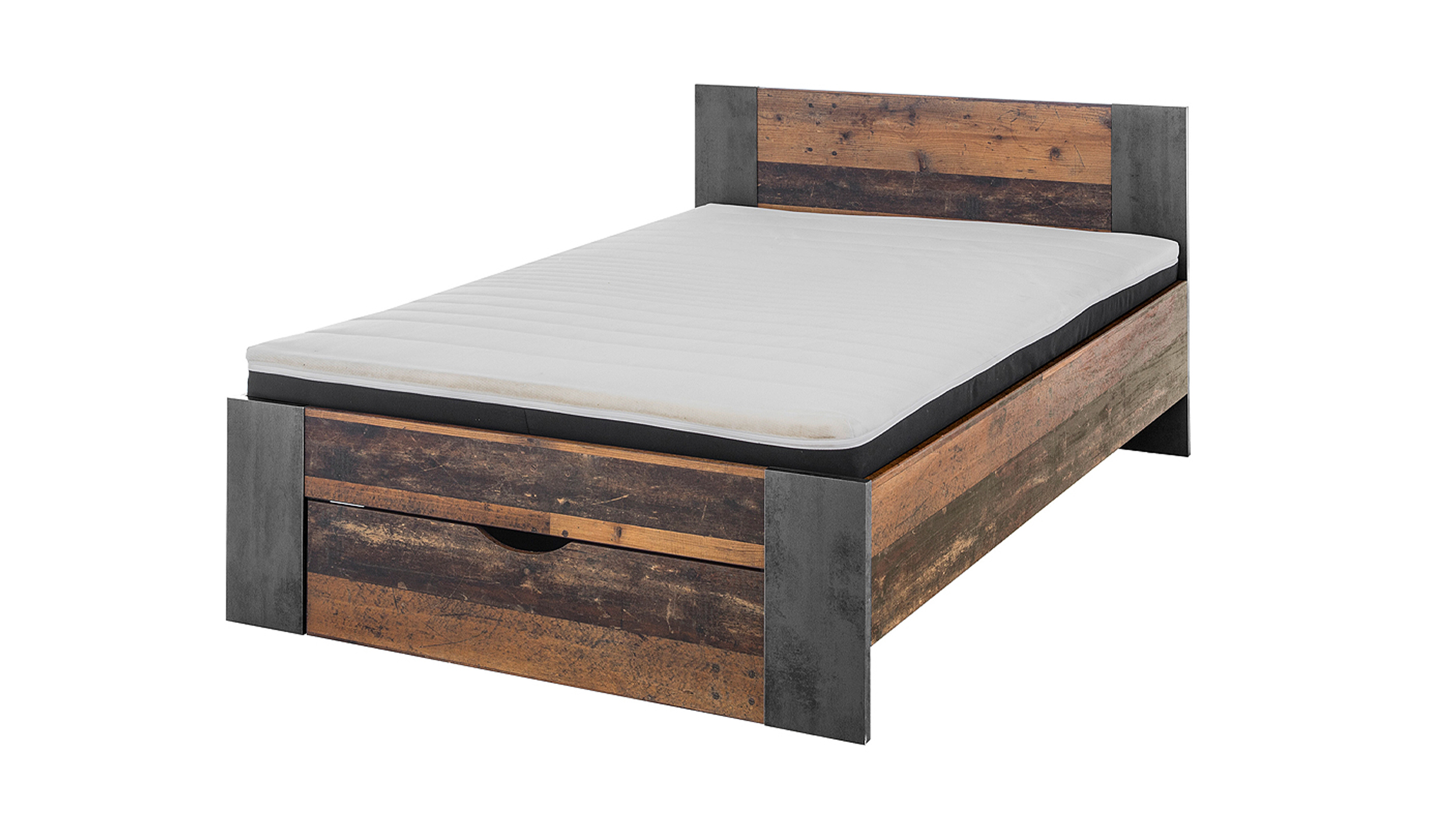 Jugendbett 140 x 200 cm Old Style mit Bettkasten - MARTIN Jugendbett 140 x 200 cm Old Style mit Bettkasten - MARTIN