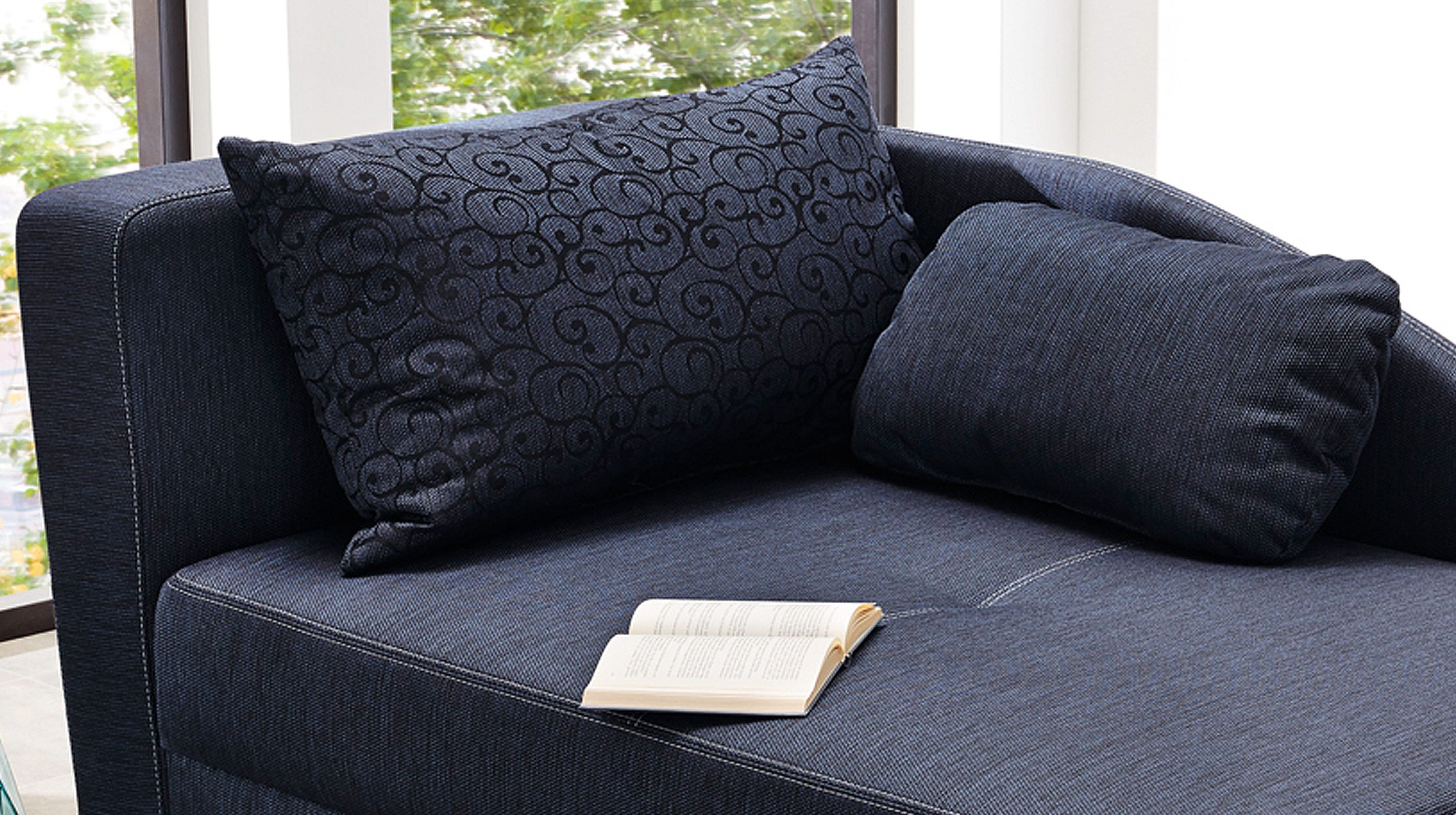 Einzelsofa 157 cm Recamiere blau Schlaffunktion - REUBEN