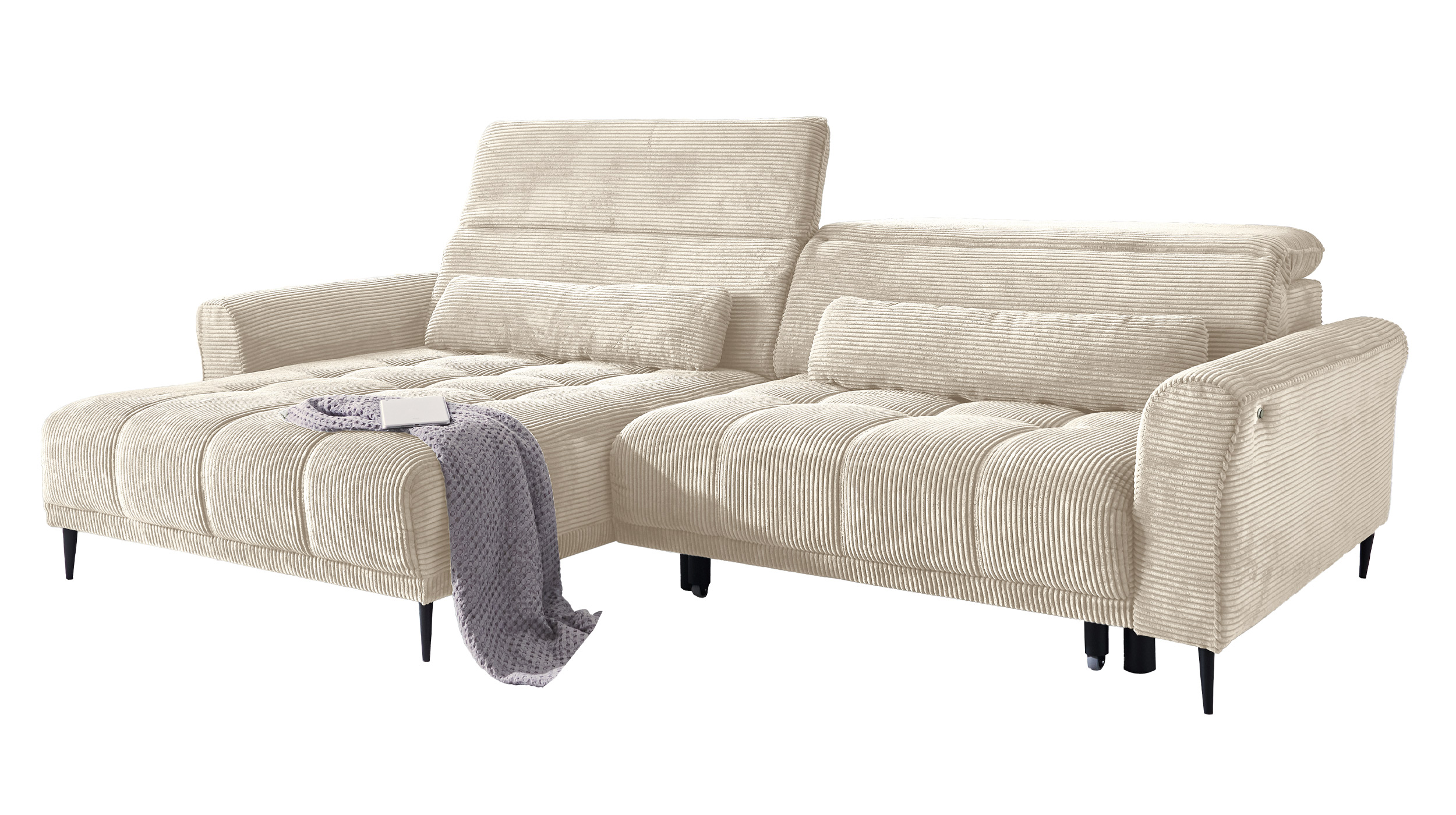 Ecksofa Cord beige - 277 x 179 cm - LOGAN Ecksofa Cord beige - 277 x 179 cm - LOGAN