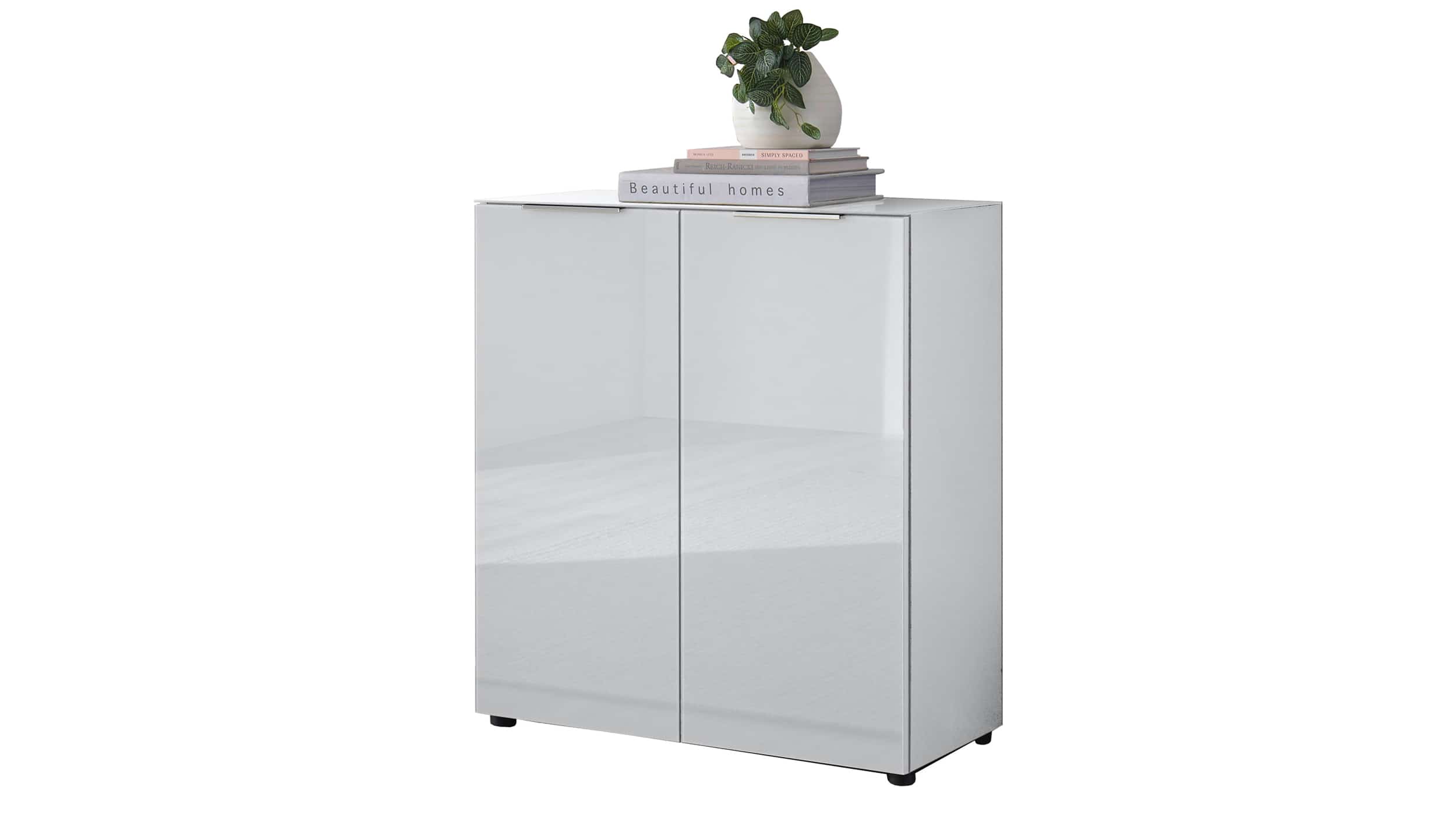 Kommode - weiß - Glasfront - 90 x 40 cm - SANTORIN Kommode - weiß Glas 90 x 40 cm - SANTORIN