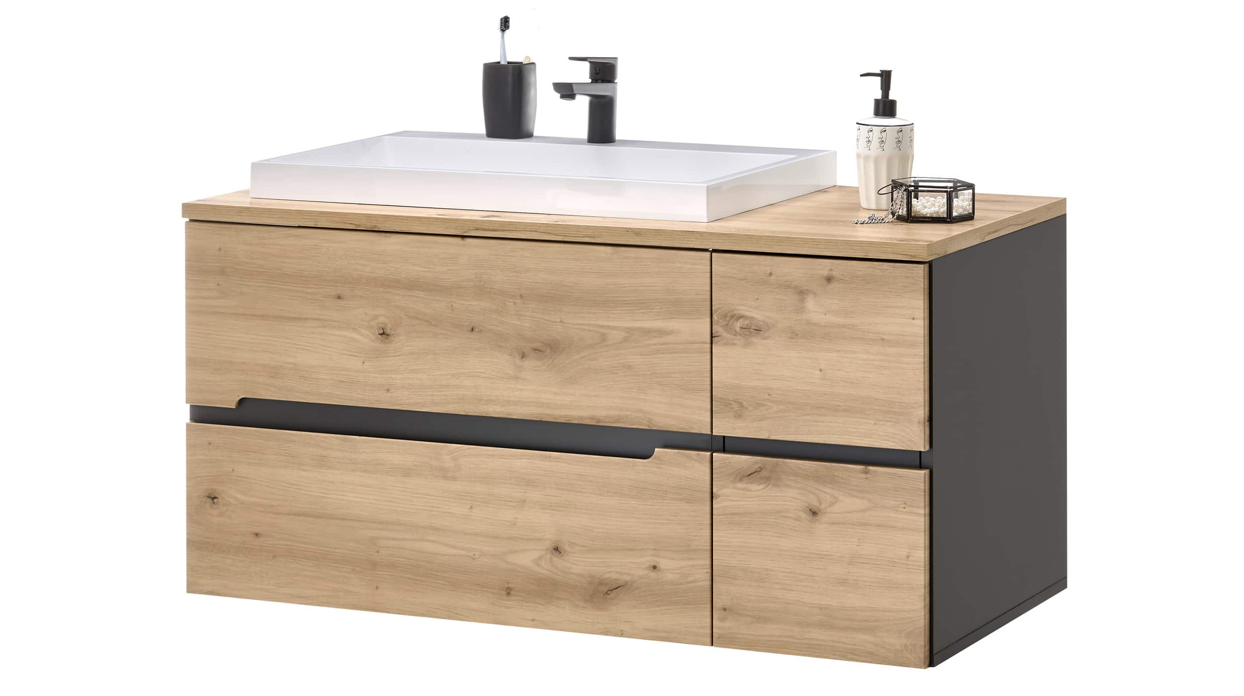 Waschbeckenunterschrank mit Becken Eiche - grau - MEMPHIS Waschbeckenunterschrank mit Becken Eiche - grau - MEMPHIS