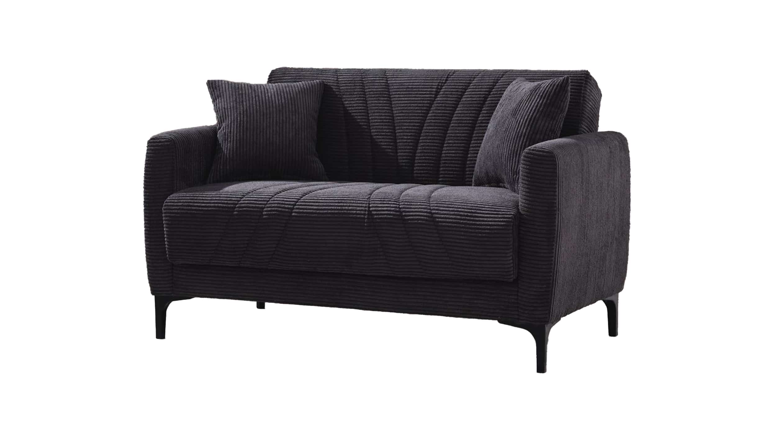 Einzelsofa Cord mit Schlaffunktion 143 cm 2-Sitzer - anthrazit - COMADIO Einzelsofa Cord mit Schlaffunktion 143 cm 2-Sitzer - COMADIO