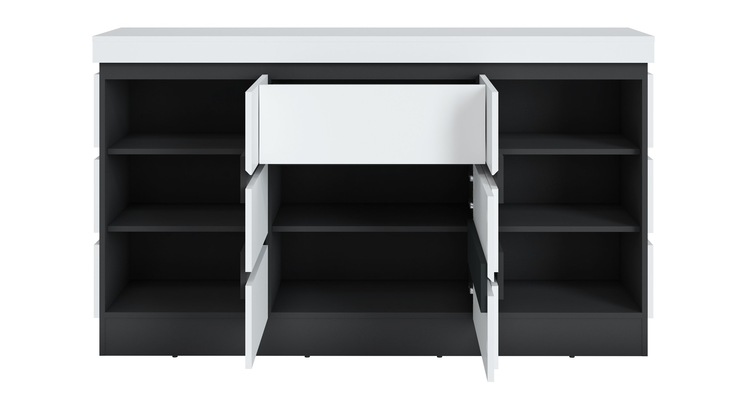 Sideboard alpinweiß anthrazit 161 cm - CAMPANIA
