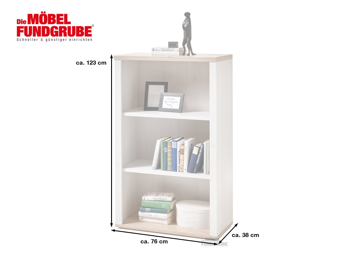 Büroregal San Remo Eiche - Sibiu Lärche 123 cm - ROMANCE