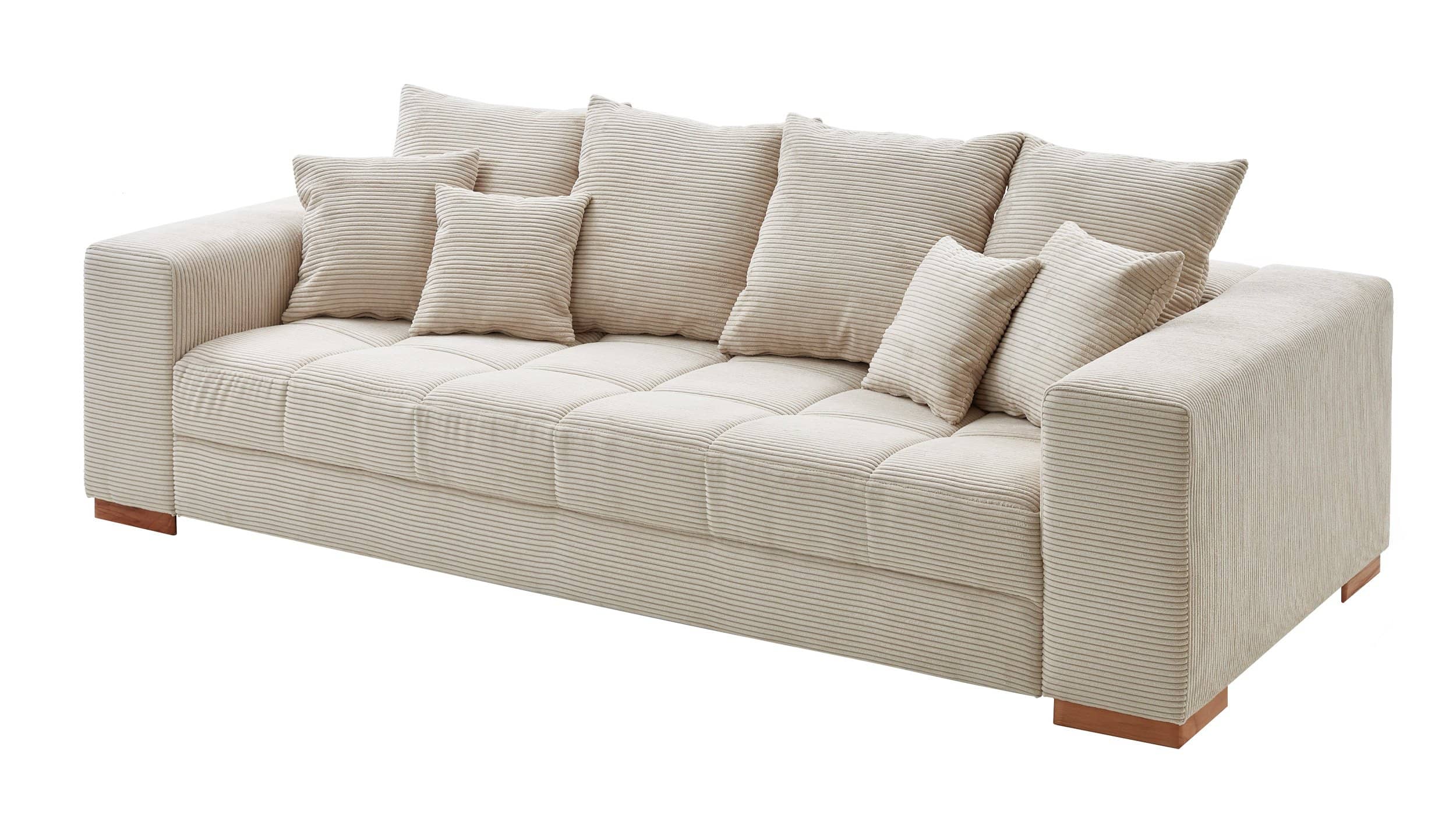 Big Sofa Cord beige - 254 cm - Nosagunterfederung - BORNEO Big Sofa beige Cord 254 cm - Nosagunterfederung - BORNEO