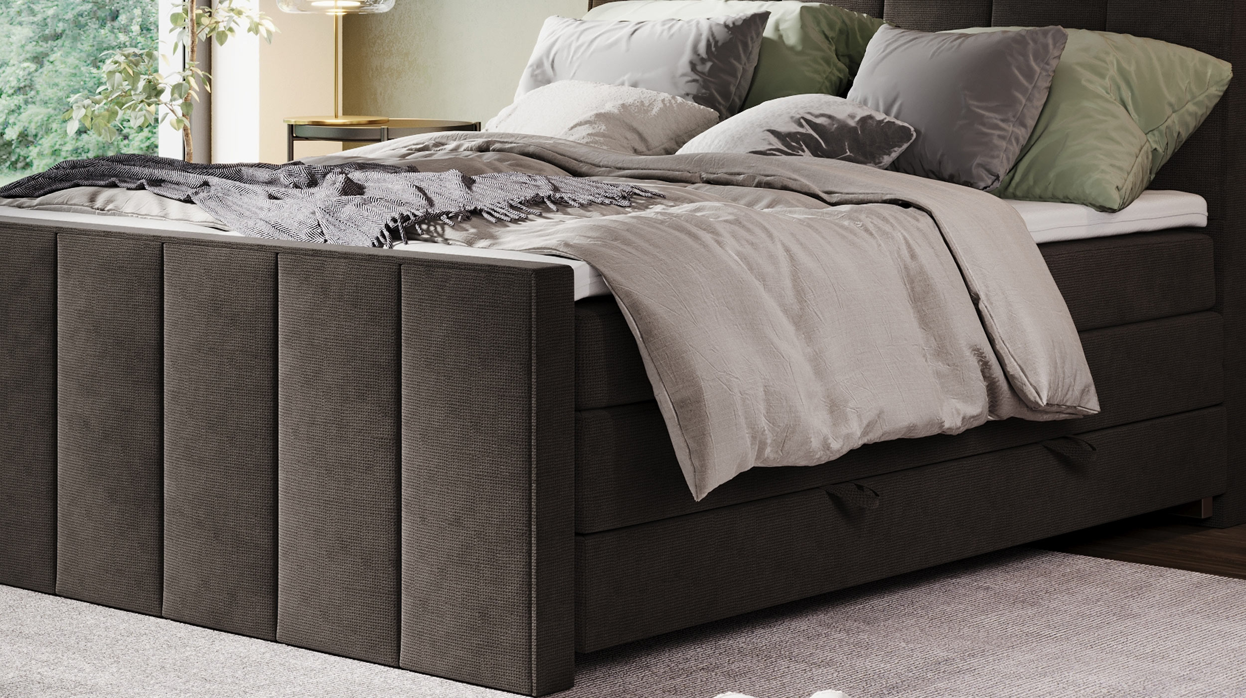 Boxspringbett 180 x 200 cm - Bettkasten anthrazit - VERTICAL 
