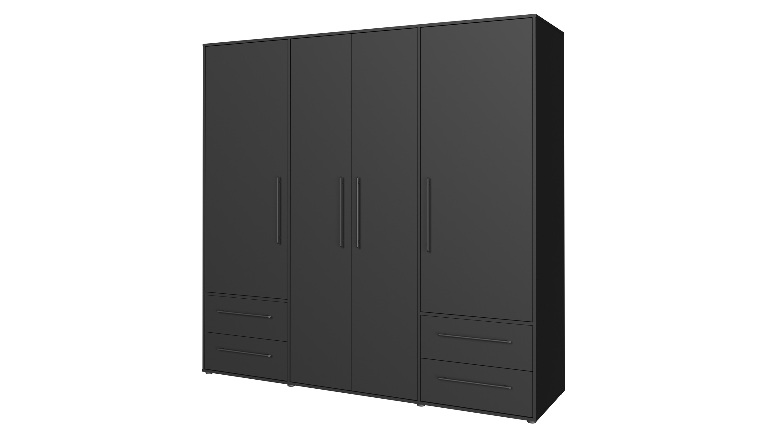 Kleiderschrank schwarz - 206 cm - 4 Türen - MOKKARIS Kleiderschrank schwarz - 206 cm - 4 Türen - MOKKARIS