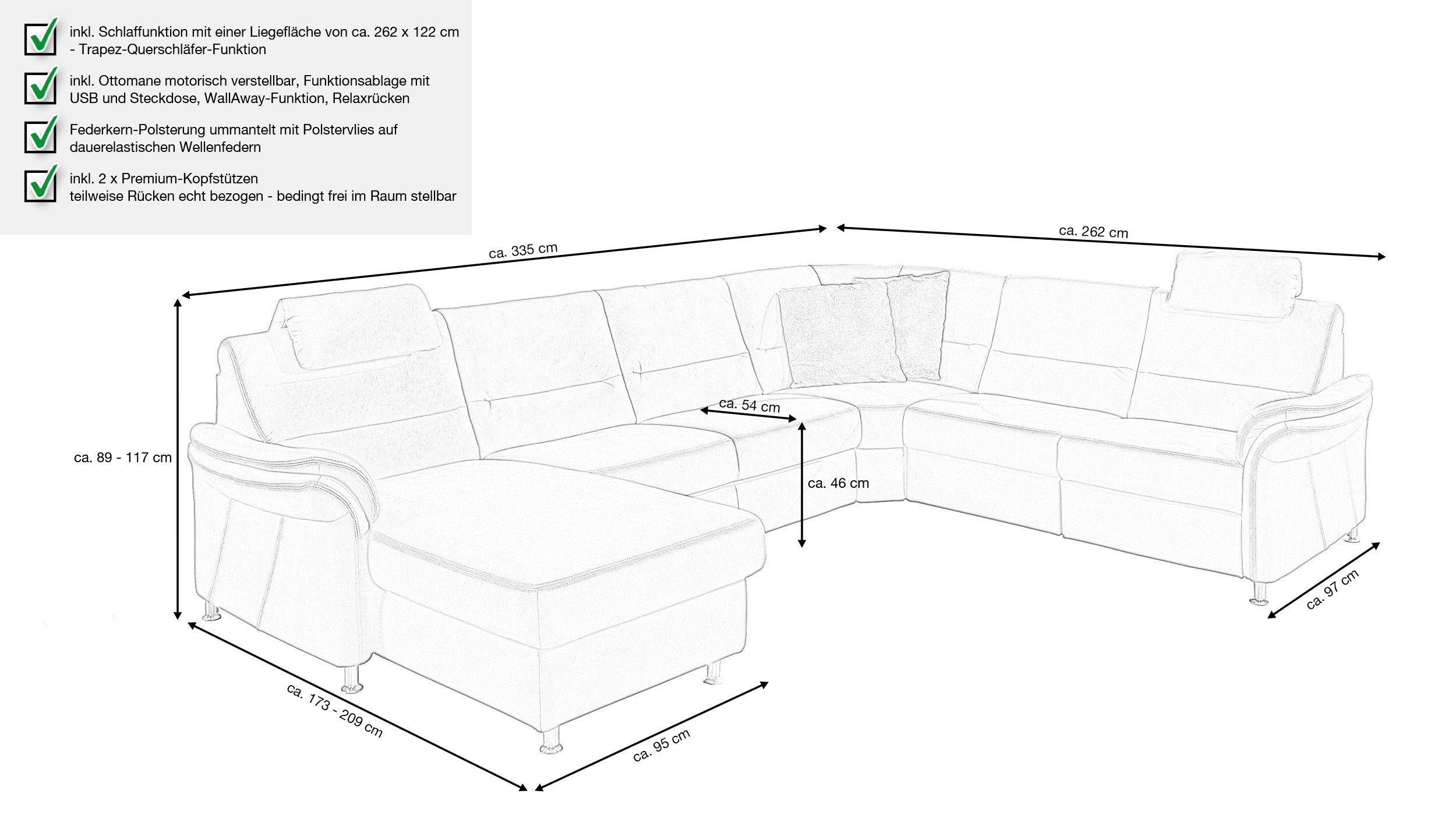 Couchliebe® Wohnlandschaft planbar - mammut grau - Premium Version - LEONARDO