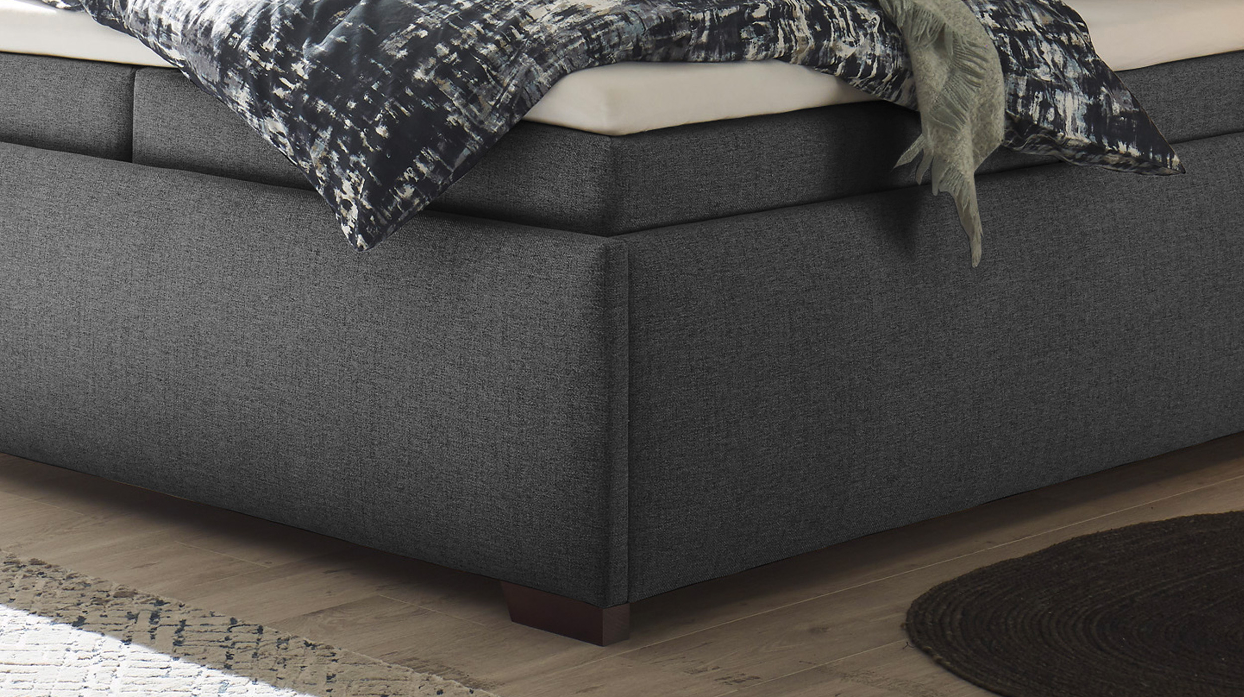 Boxbett 180 x 200 cm mit Bettkasten grau Stoffbezug - ARTOS