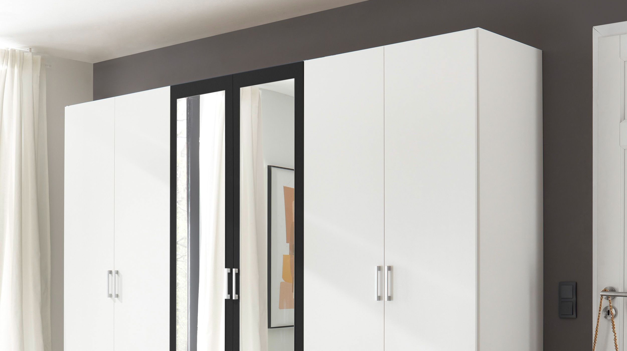 Kleiderschrank mit Spiegel - weiß - 272 cm - JANNE