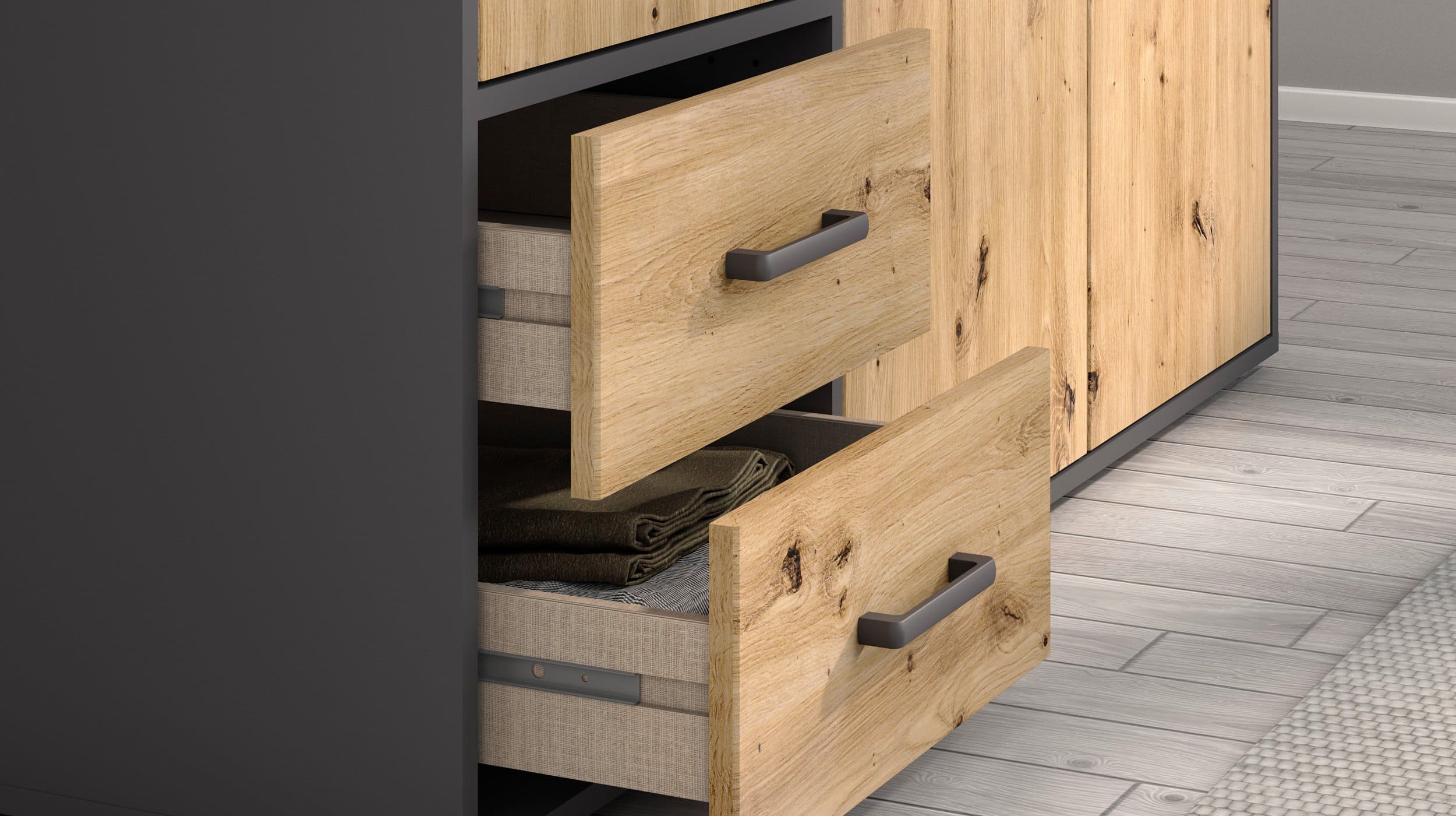 Kleiderschrank 140 cm Artisan Eiche - grau - VOYAGER