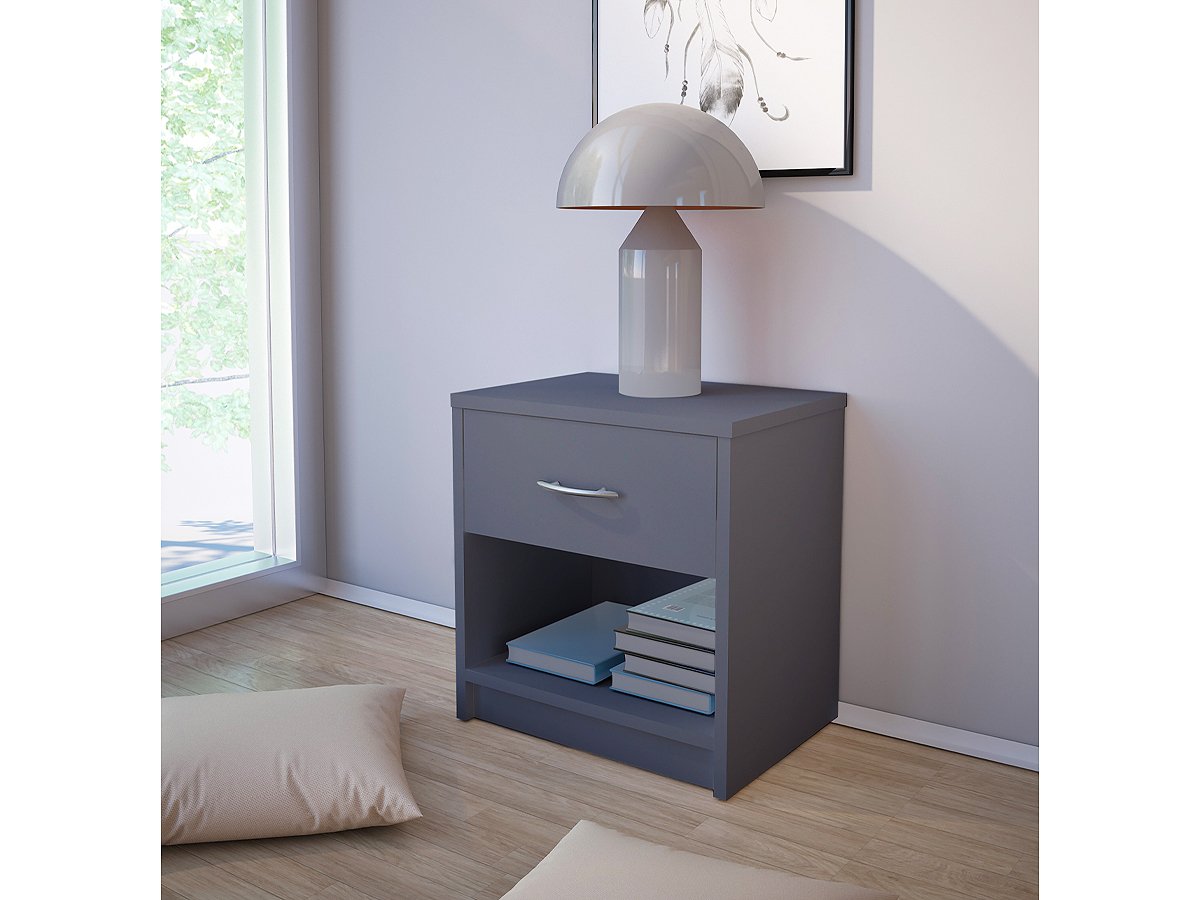 Nachttisch graphit 39 cm x 28 cm Schublade Ablagefach - PEPE