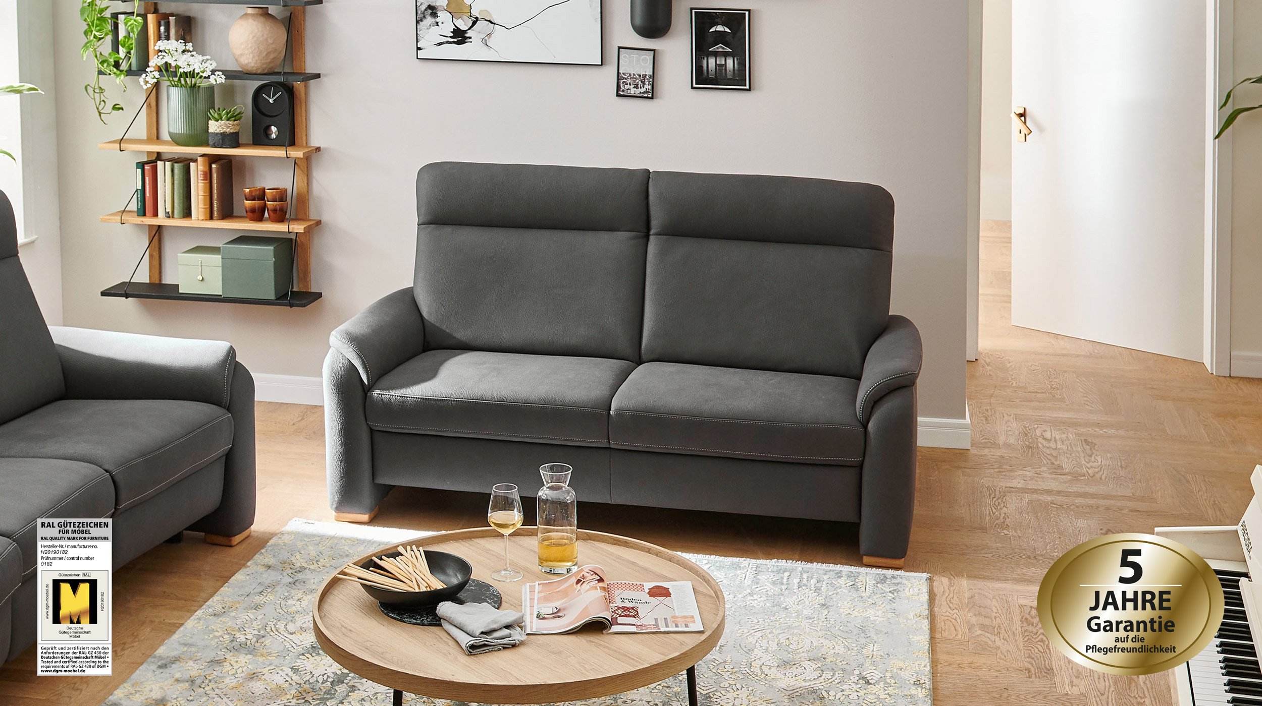 Couchliebe® Einzelsofa 2,5 Sitzer planbar - anthrazit - Basis Version - Penelope