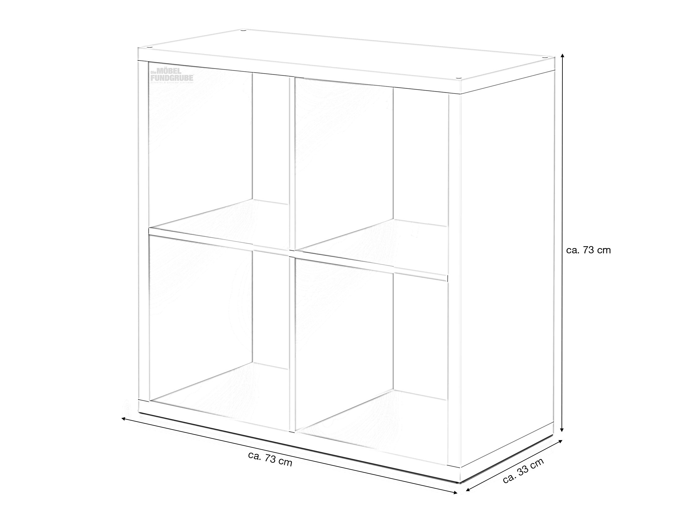 Standregal weiß 73 x 73 cm - 4 Fächer - MAX