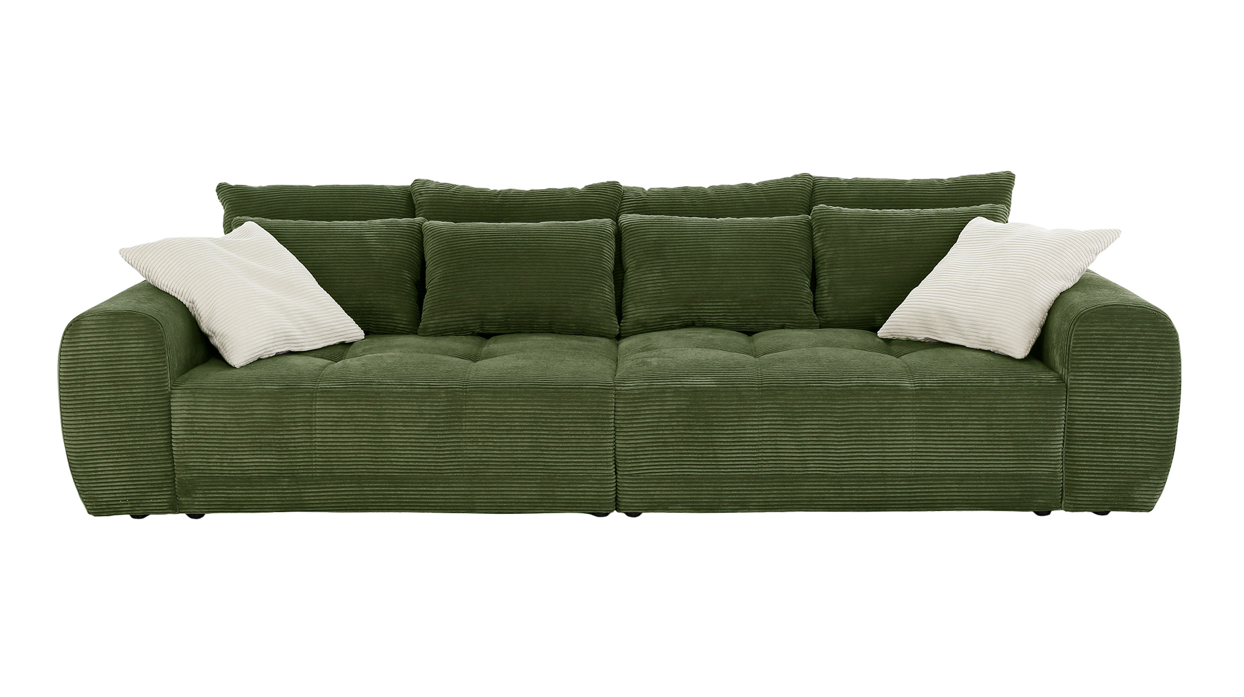 Big Sofa Cord grün - 308 cm Federkernpolsterung - JANNI Big Sofa Cord grün - 308 cm Federkernpolsterung - JANNI