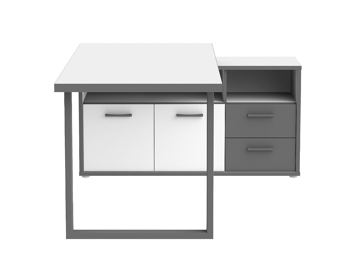 Eck-Schreibtisch weiß - grau 124 cm - KEFLAVIK Eck-Schreibtisch weiß - grau 124 cm - KEFLAVIK