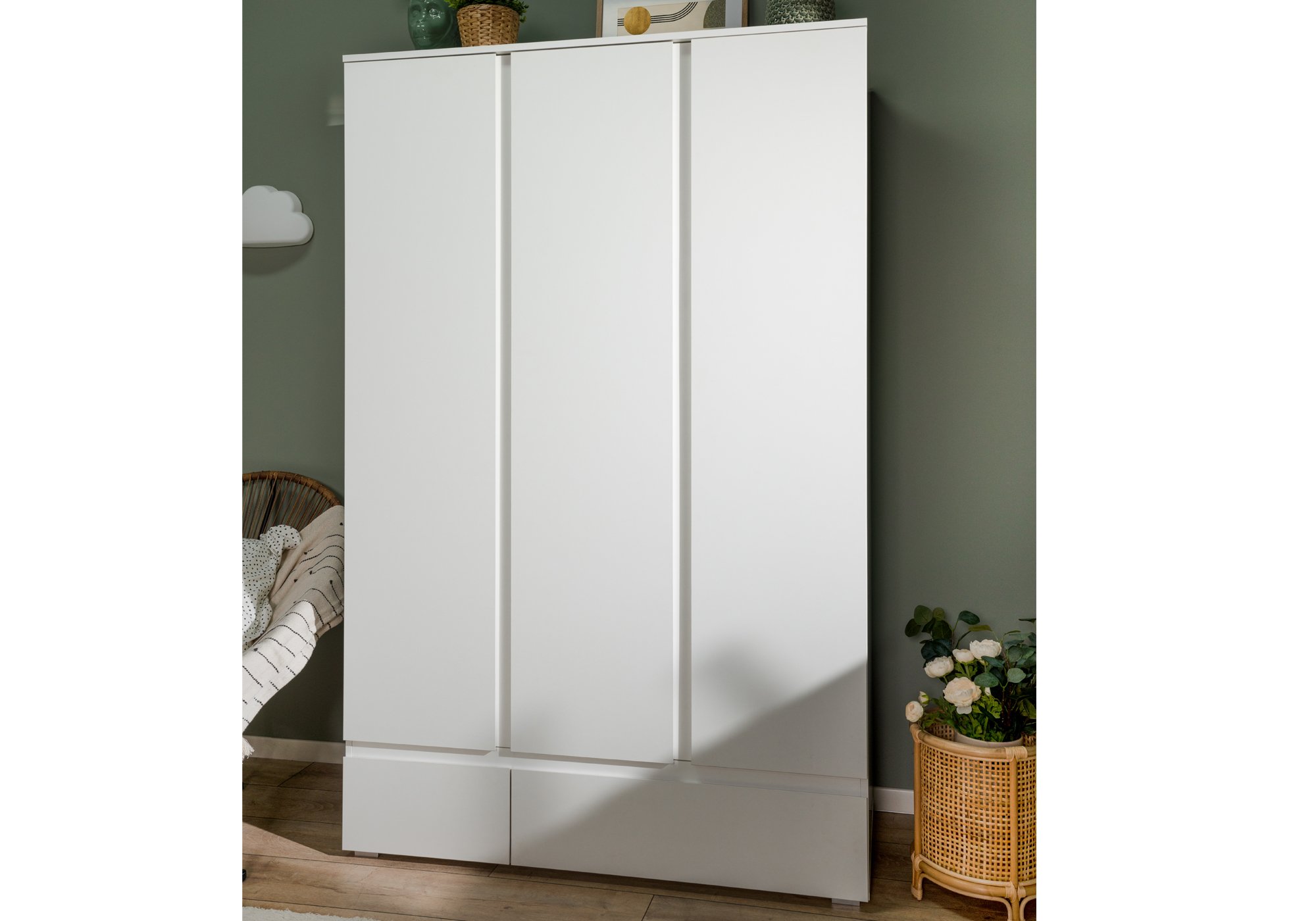Kleiderschrank weiß 120 cm 3-türig - IMAGE