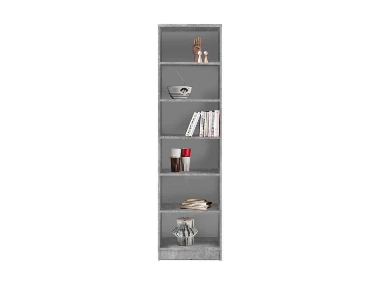 Bücherregal Standregal Betonoptik - weiß 54 x 198 cm - 5 Einlegeböden - OPTIMUS Bücherregal Standregal Betonoptik - weiß 54 x 198 cm - 5 Einlegeböden - OPTIMUS