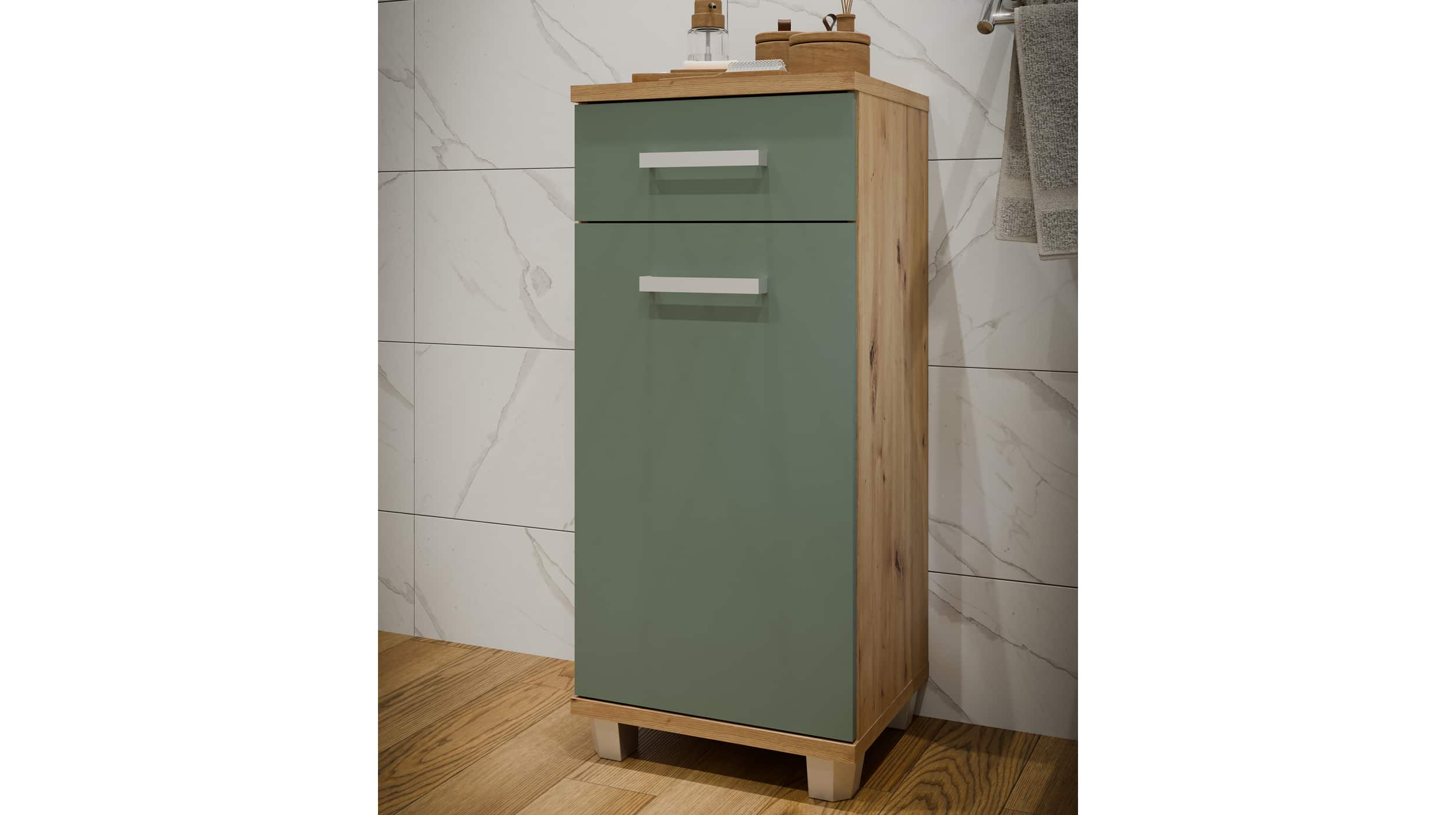 Bad Unterschrank grün - Artisan Eiche 40 cm - VERIS