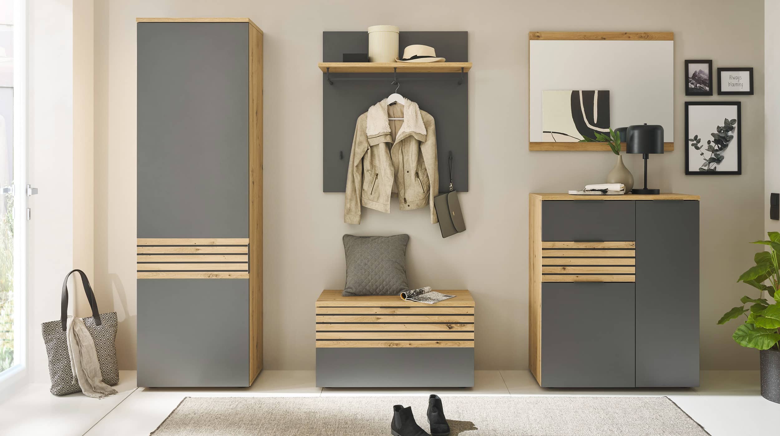 Wandspiegel Artisan Eiche 85 x 70 cm - MILAN 