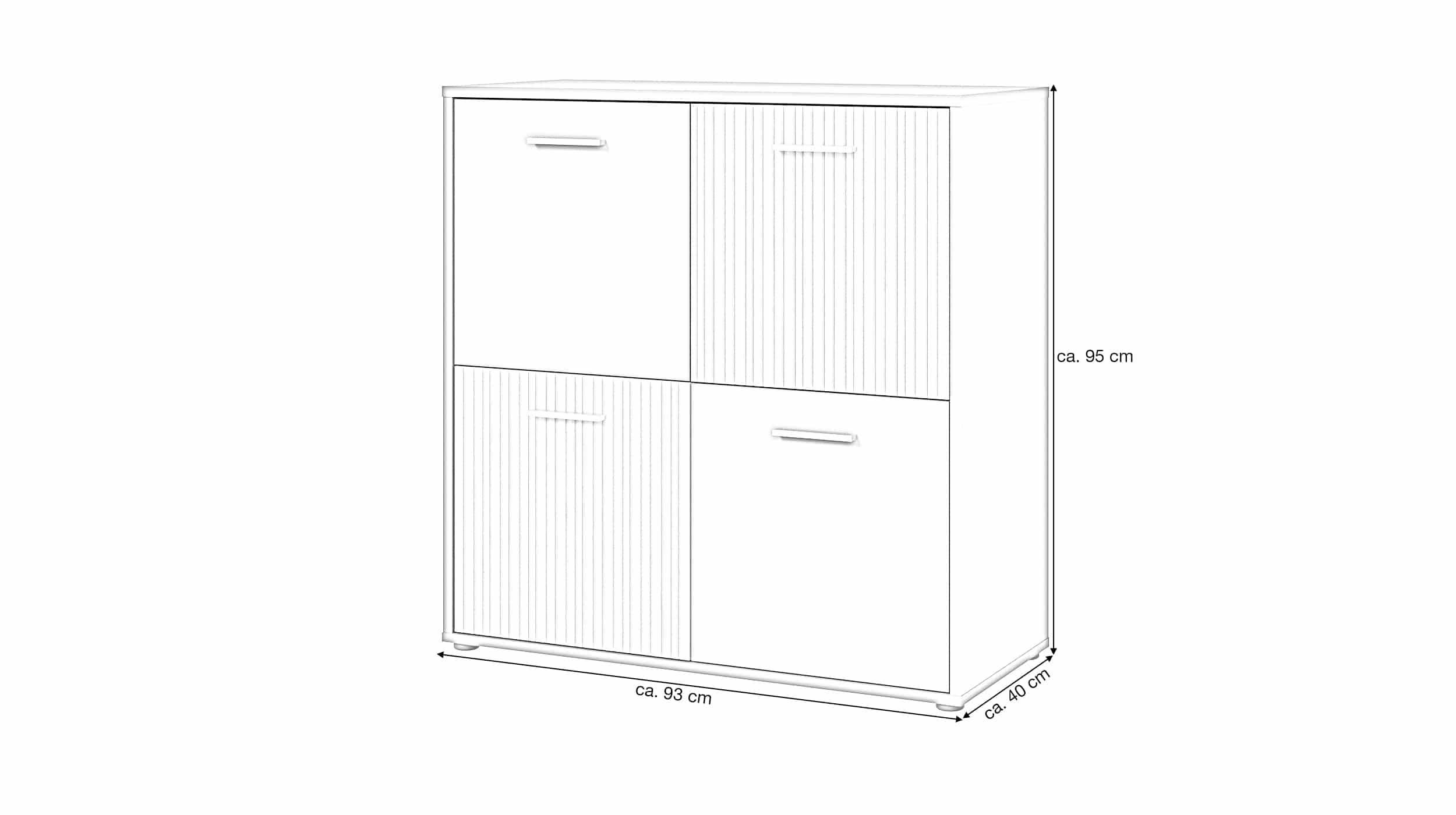 Kommode anthrazit - Artisan Eiche 93 cm 4-türig - QUADRO