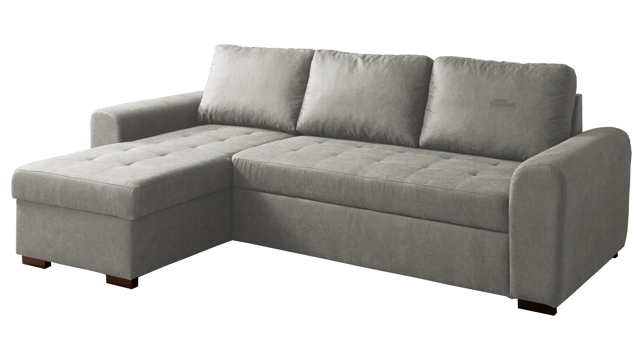 Ecksofa mit Schlaffunktion grau 243 x 155 cm Bettkasten POLL Ecksofa mit Schlaffunktion grau 243 x 155 cm Bettkasten POLL