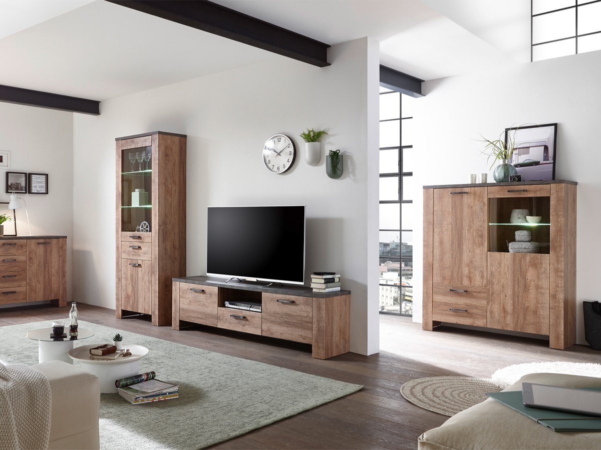 Highboard mit Beleuchtung Samdal - anthrazit 122 cm - EDMONTON