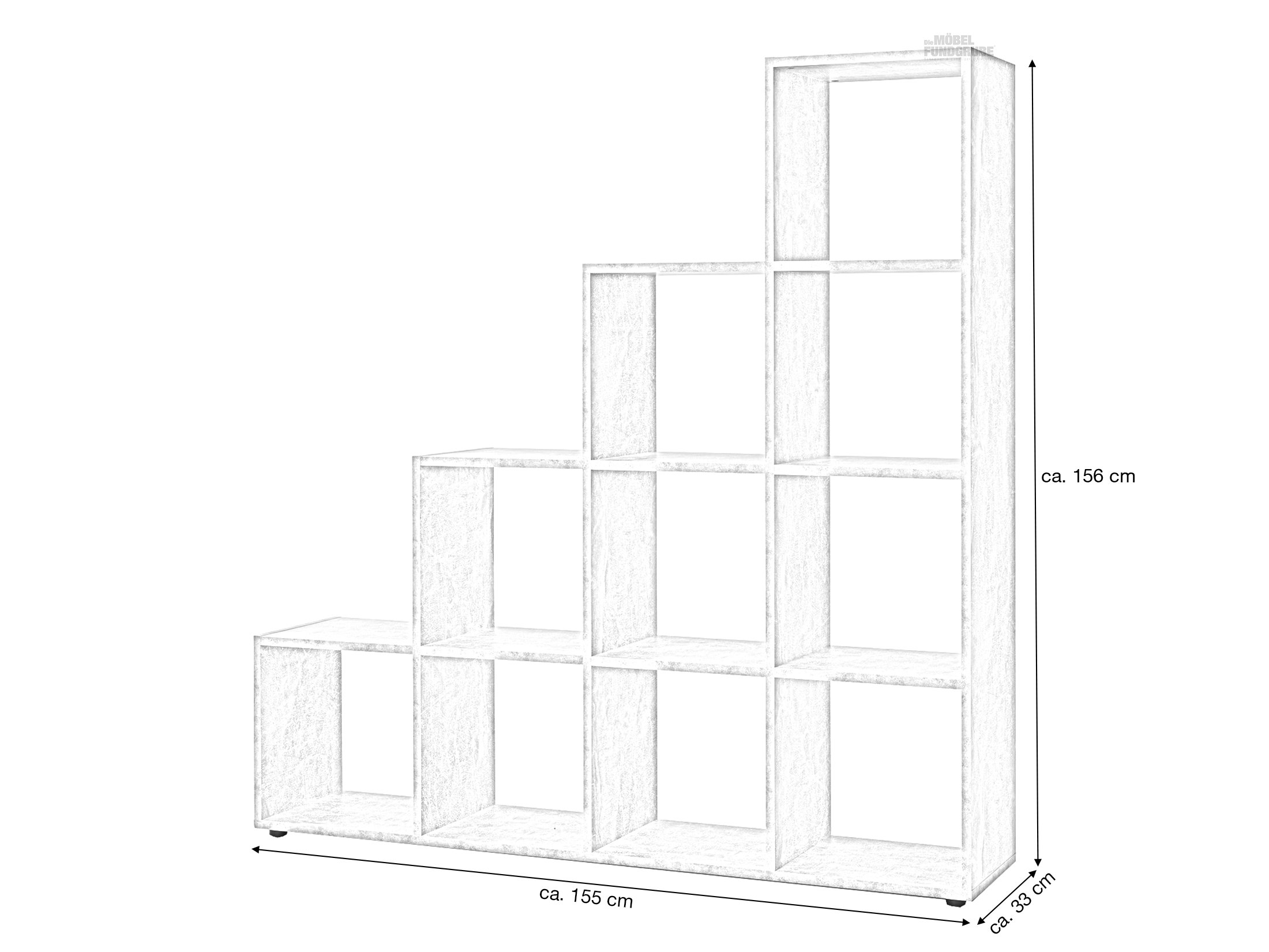 Raumteiler Regal Betonoptik 155 x 156 cm - BERGAMO