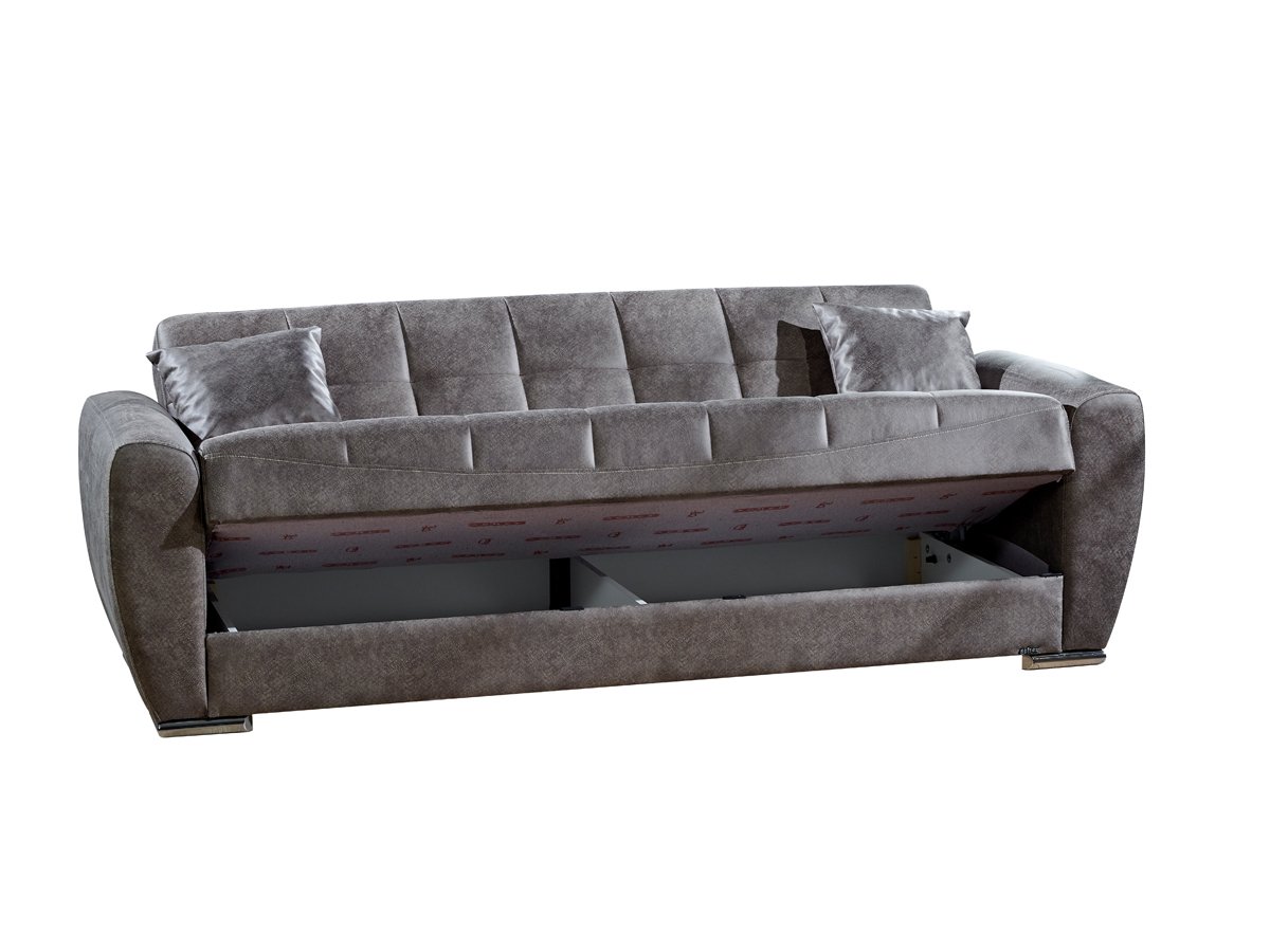 Schlafsofa grau mit Bettkasten -  229 cm - OSMA