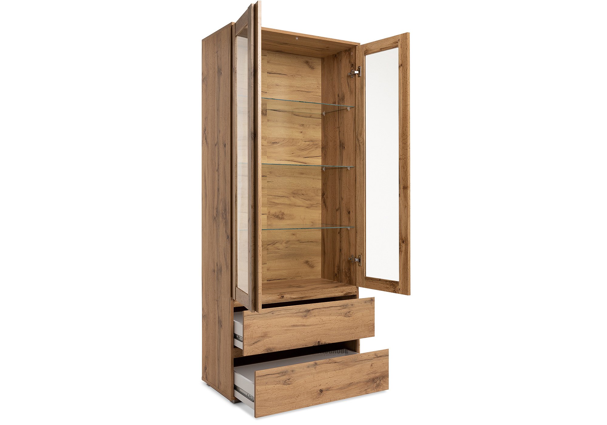 Vitrine mit 2 Glastüren Honig Eiche - 191 cm - IMAGE