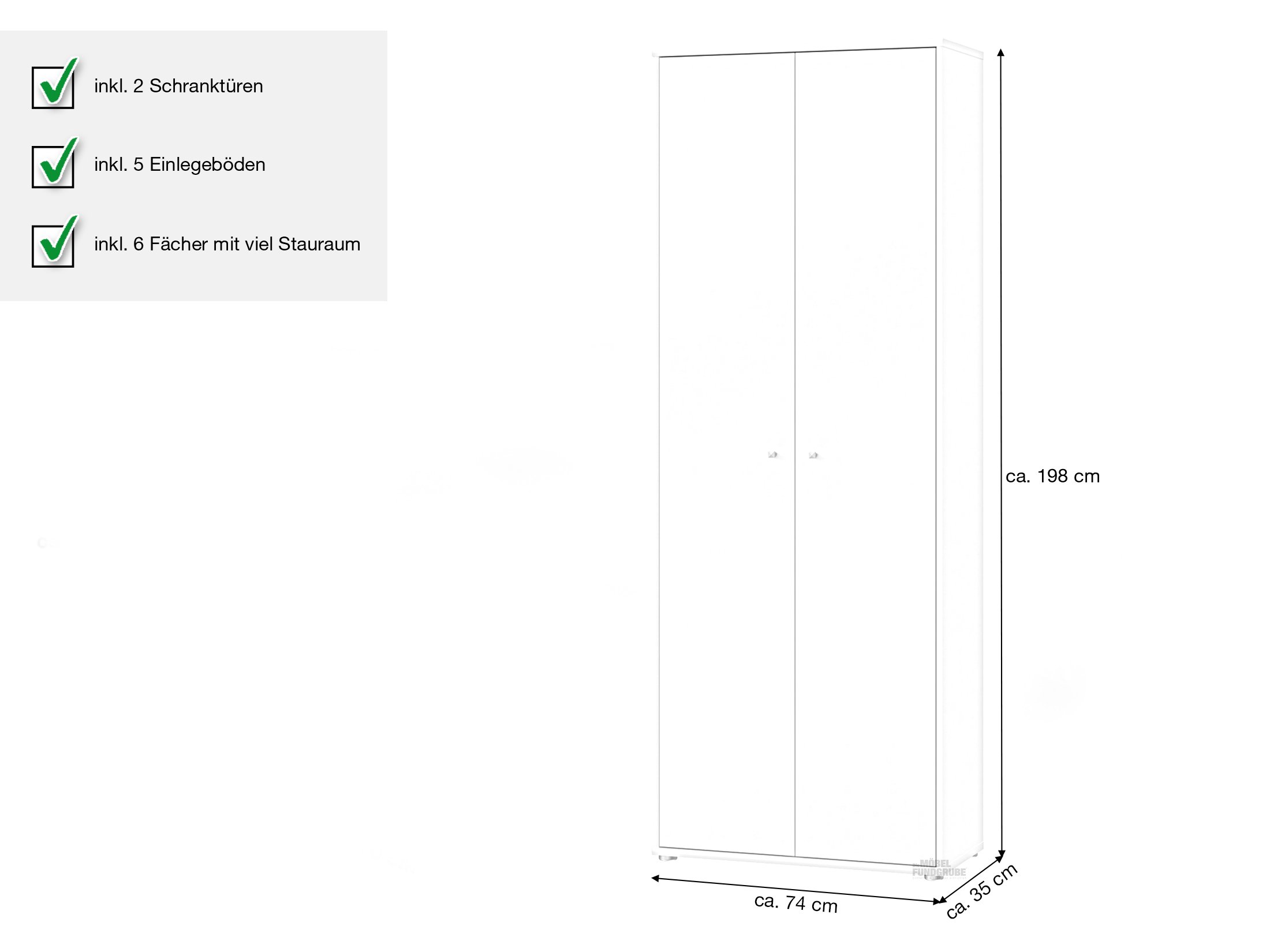 Mehrzweckschrank Weiß 74 x 35 cm - TEMPRA