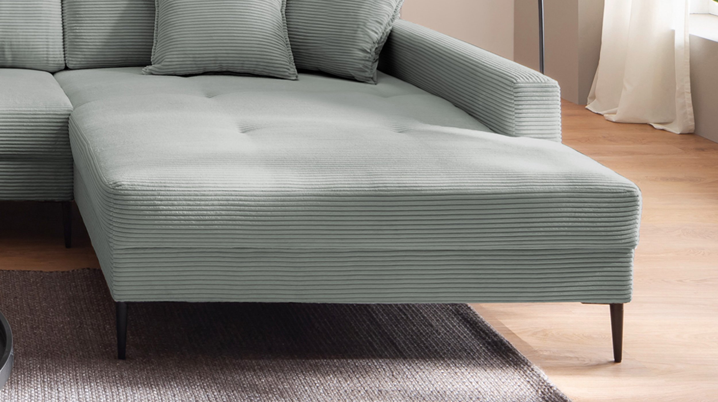 Wohnlandschaft Cord pastell grün - 360 cm - SUMMER 
