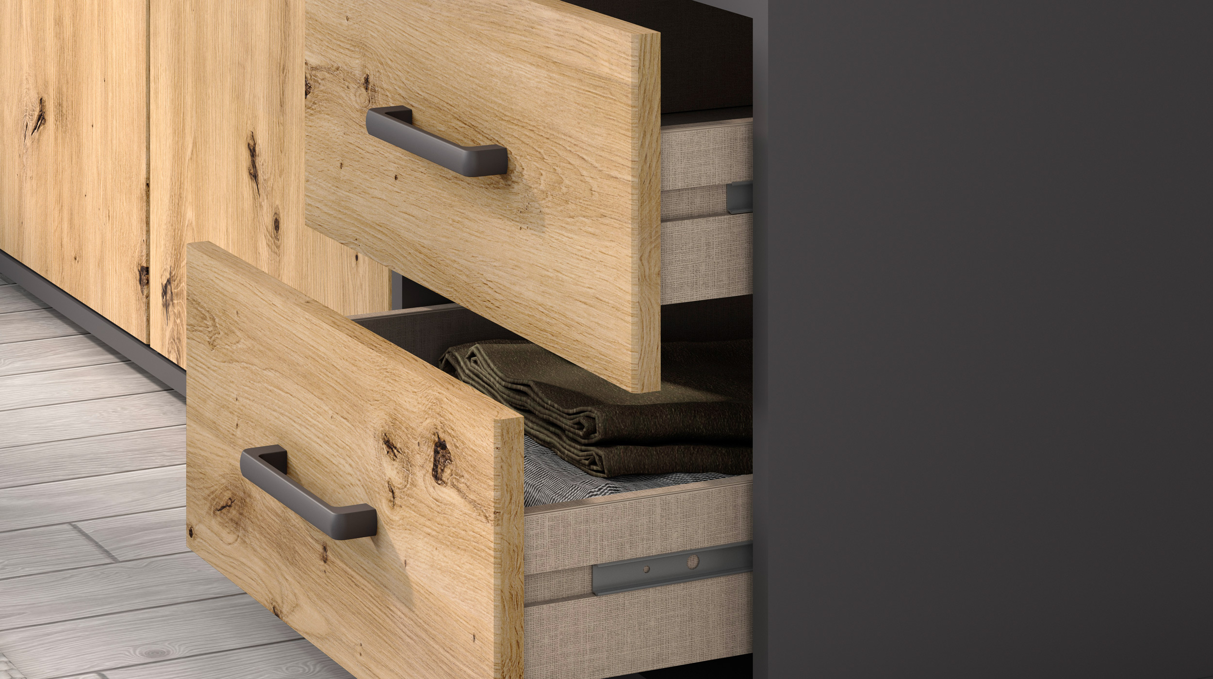 Kleiderschrank 187 cm Artisan Eiche - grau - VOYAGER