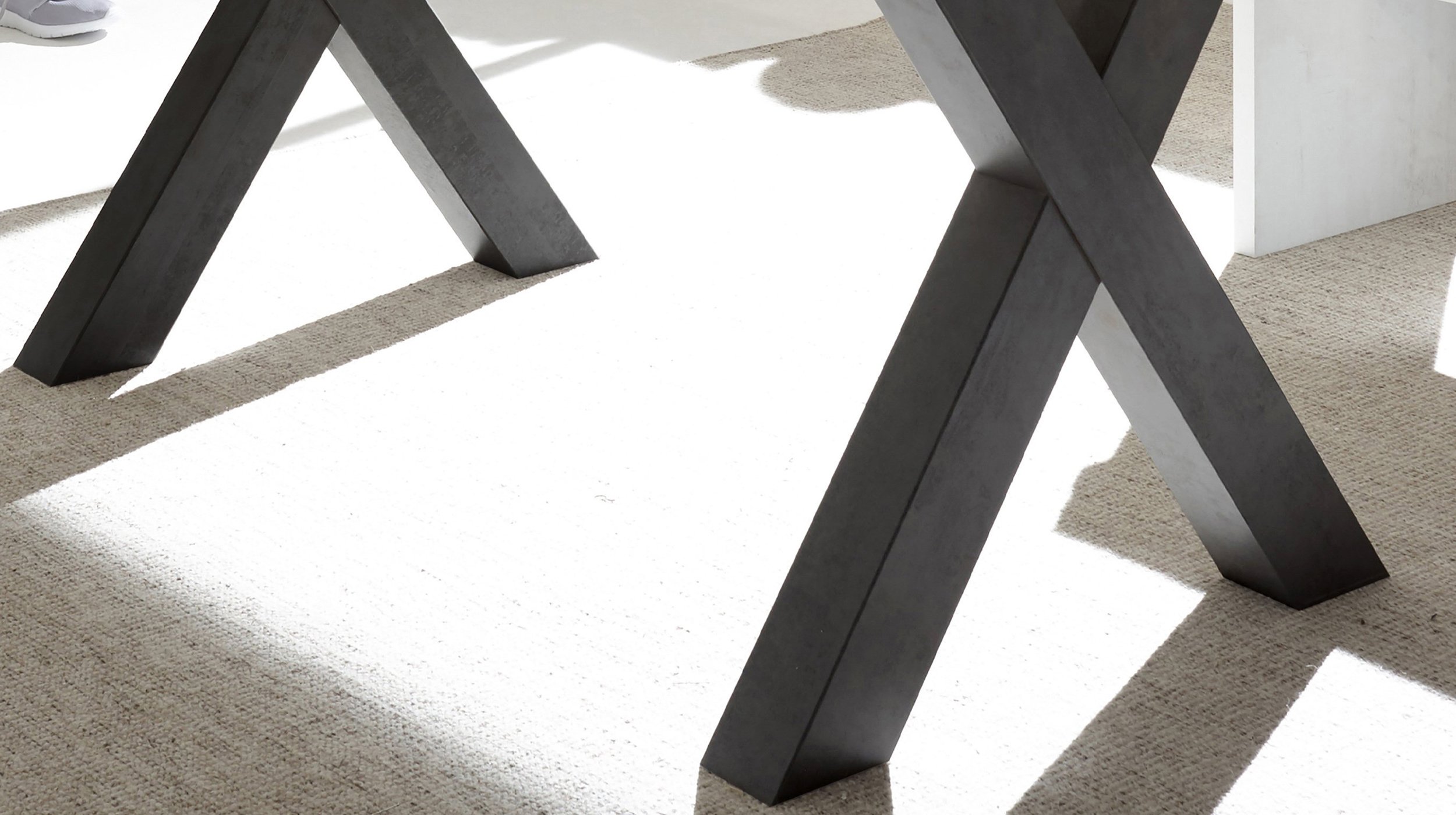 Esstisch 160 x 90 cm Sägerau Eiche - schwarz - BIG SYSTEM
