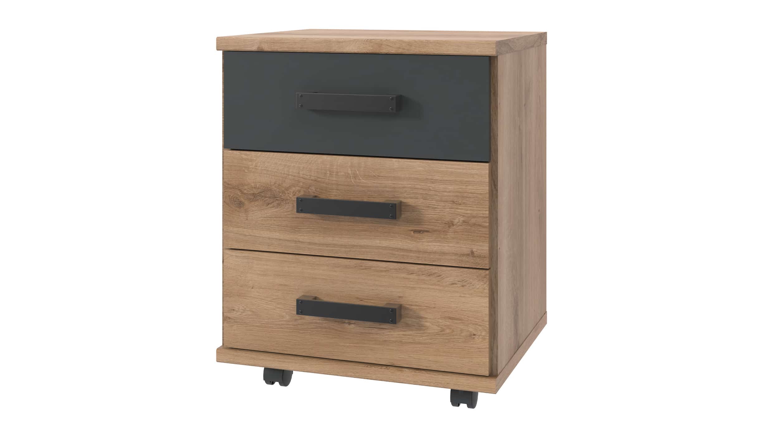 Rollcontainer Eiche - graphit 46 x 58 cm 3 Schubladen - LIVERPOOL Rollcontainer Eiche - graphit 46 x 58 cm 3 Schubladen - LIVERPOOL