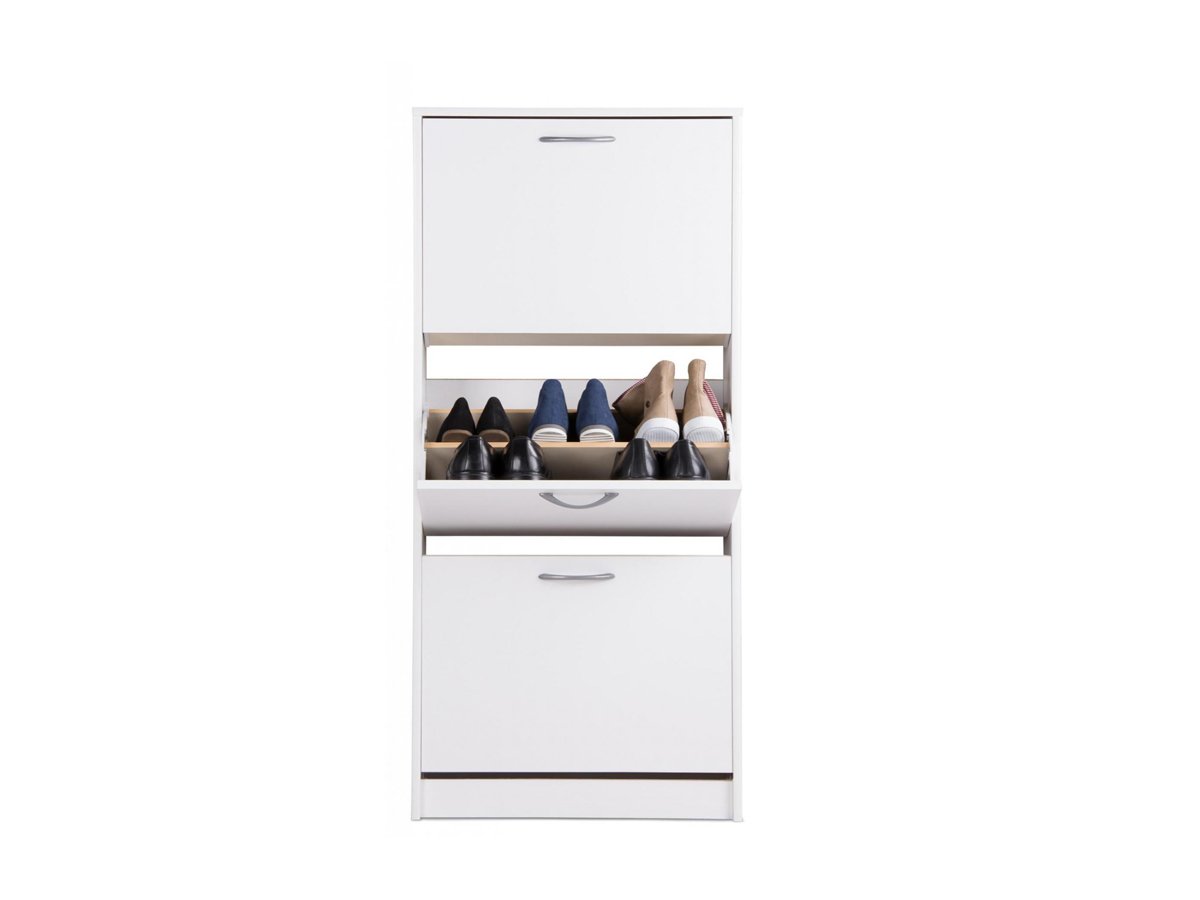 Schuhschrank weiß 58 x 124 cm 3 Türen - MAINZ 1