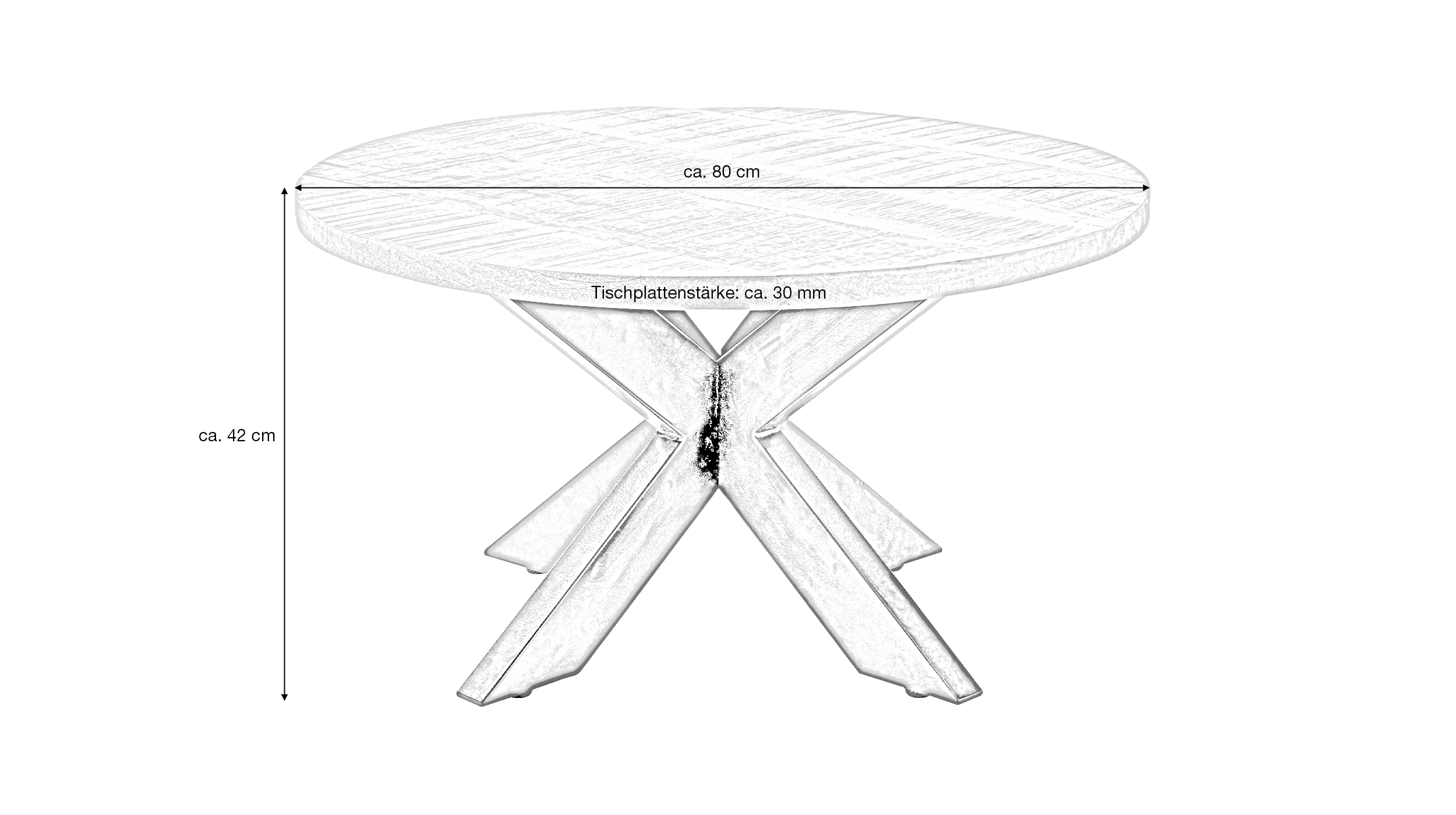 Couchtisch Massivholz Mango 80 x 80 cm rund - ACE
