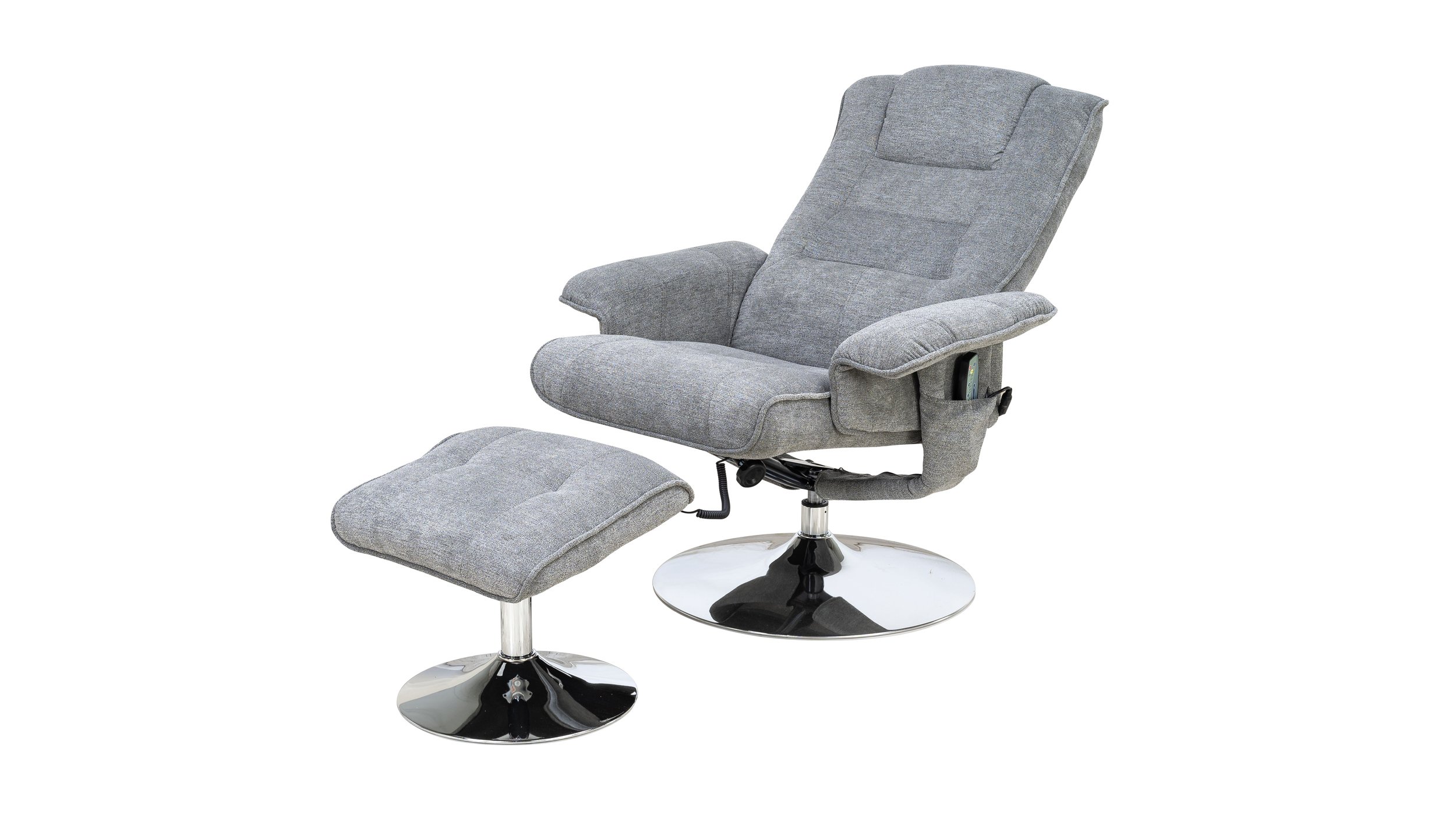 Relaxsessel mit Hocker grau Microfaser drehbar - TOMA Relaxsessel mit Hocker grau Microfaser drehbar - TOMA