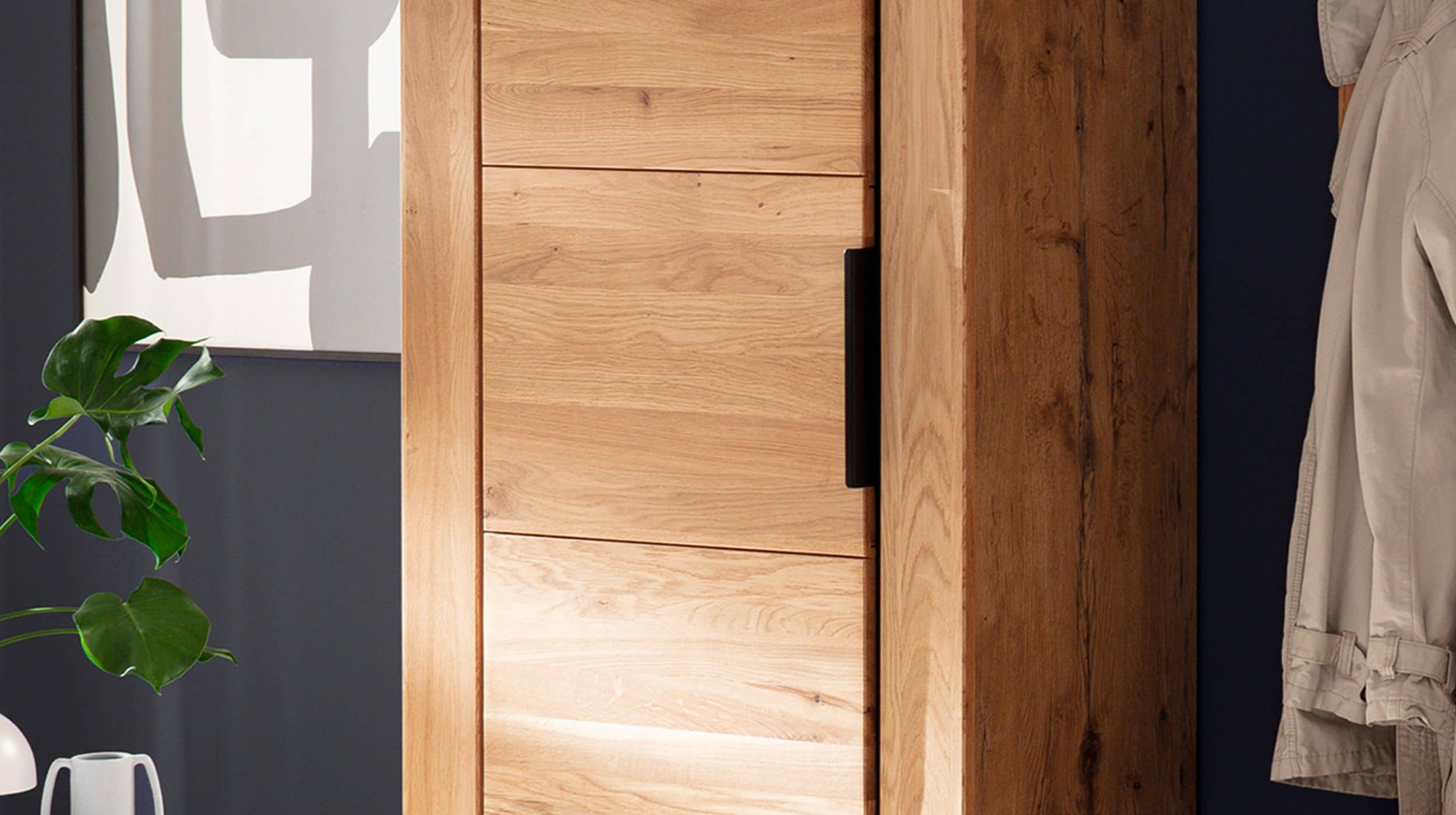 Garderobenschrank Wildeiche teilmassiv geölt - 80 cm - GRENO