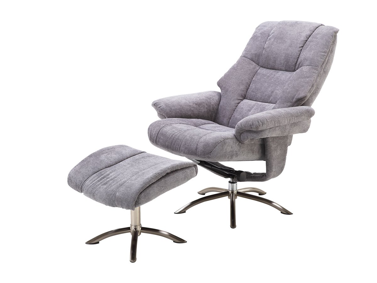 Relaxsessel mit Hocker grau Microfaserbezug - FREYA Relaxsessel mit Hocker grau Microfaserbezug - FREYA