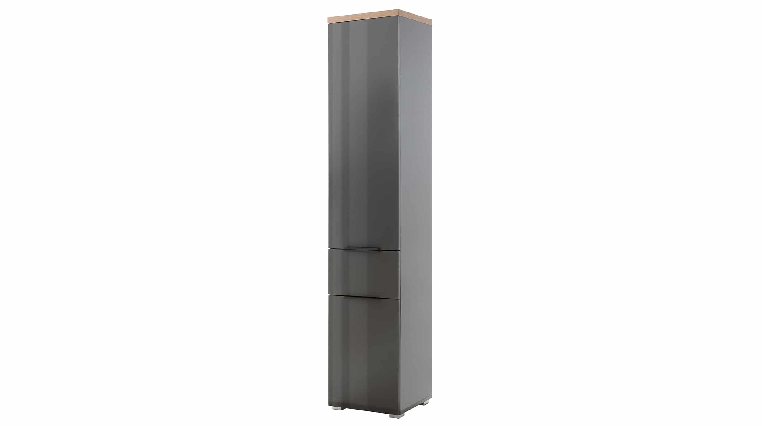 Bad Hochschrank grau hochglanz 192 cm - Artisan Eiche - MUNDI Bad Hochschrank grau hochglanz - Artisan Eiche - MUNDI