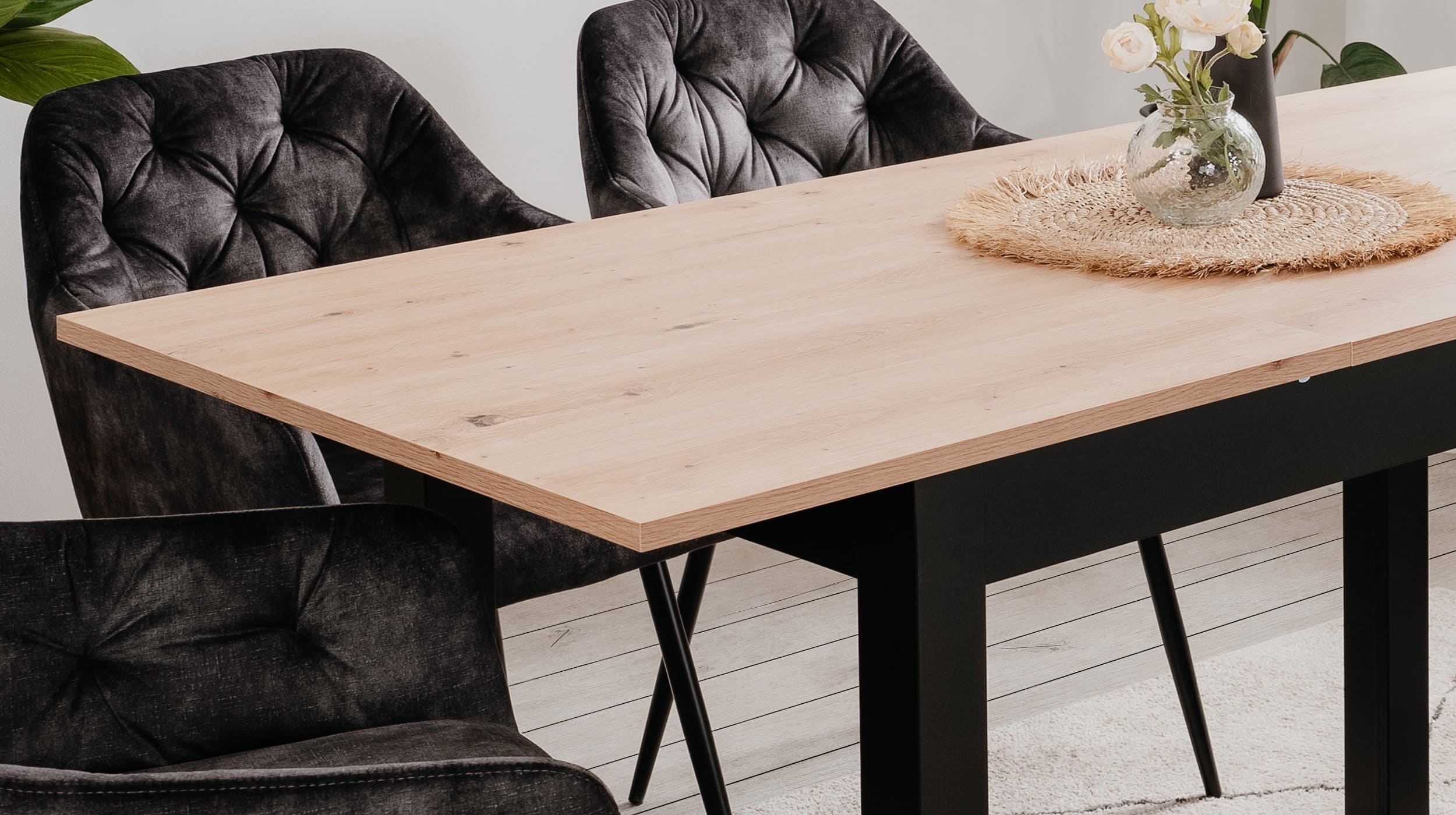 Esstisch 120 - 160 cm Sonoma Eiche - Schwarz - COBURG